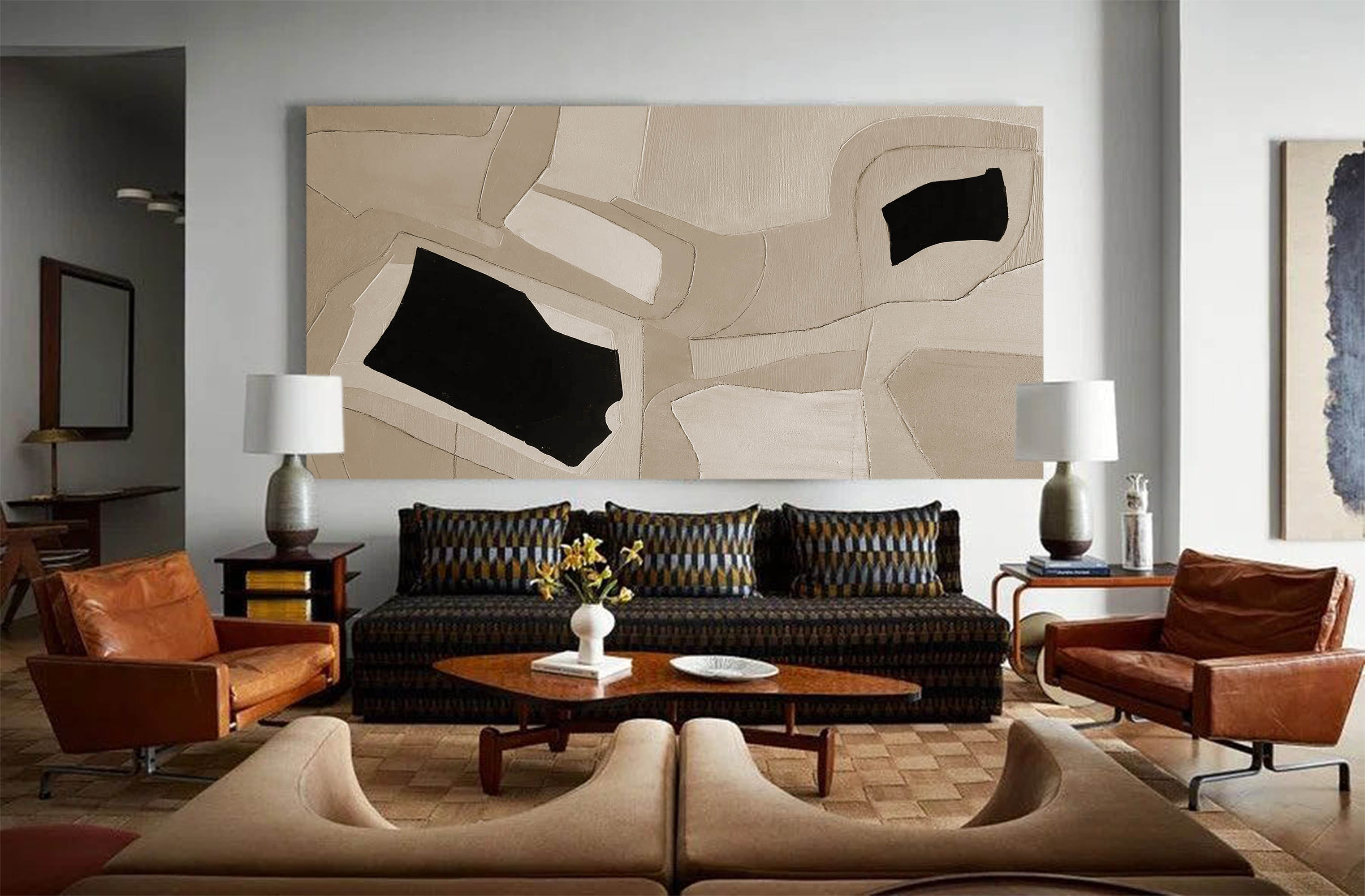 Panoramic Minimalist Art Framed Large Minimalist Painting Oversize Minimal Wall Art