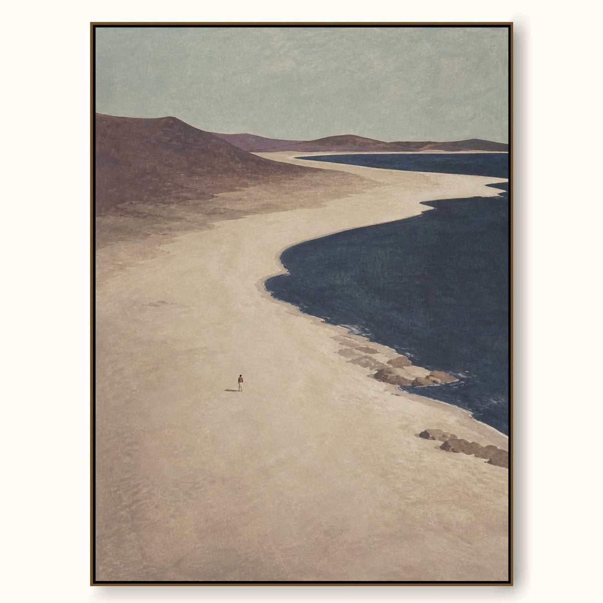 Minimalist Rocky Coastline Art In Earthy Tones Original Canvas
