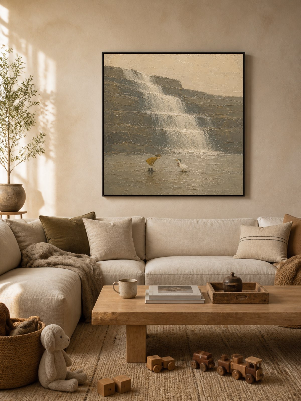 Hand Painted Vintage Forest Travel Oil Painting With Dog Large Wall Art