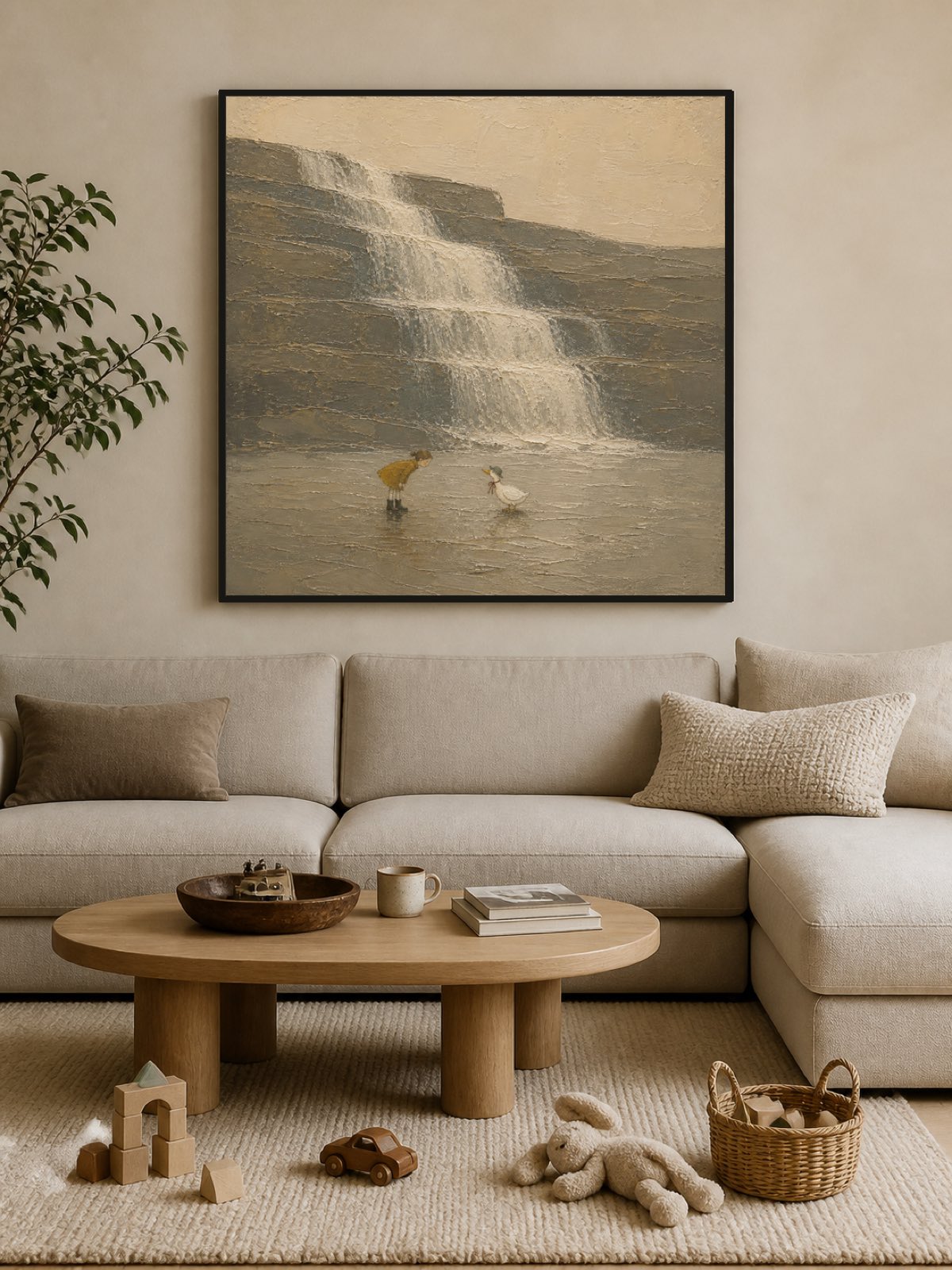 Hand Painted Vintage Forest Travel Oil Painting With Dog Large Wall Art