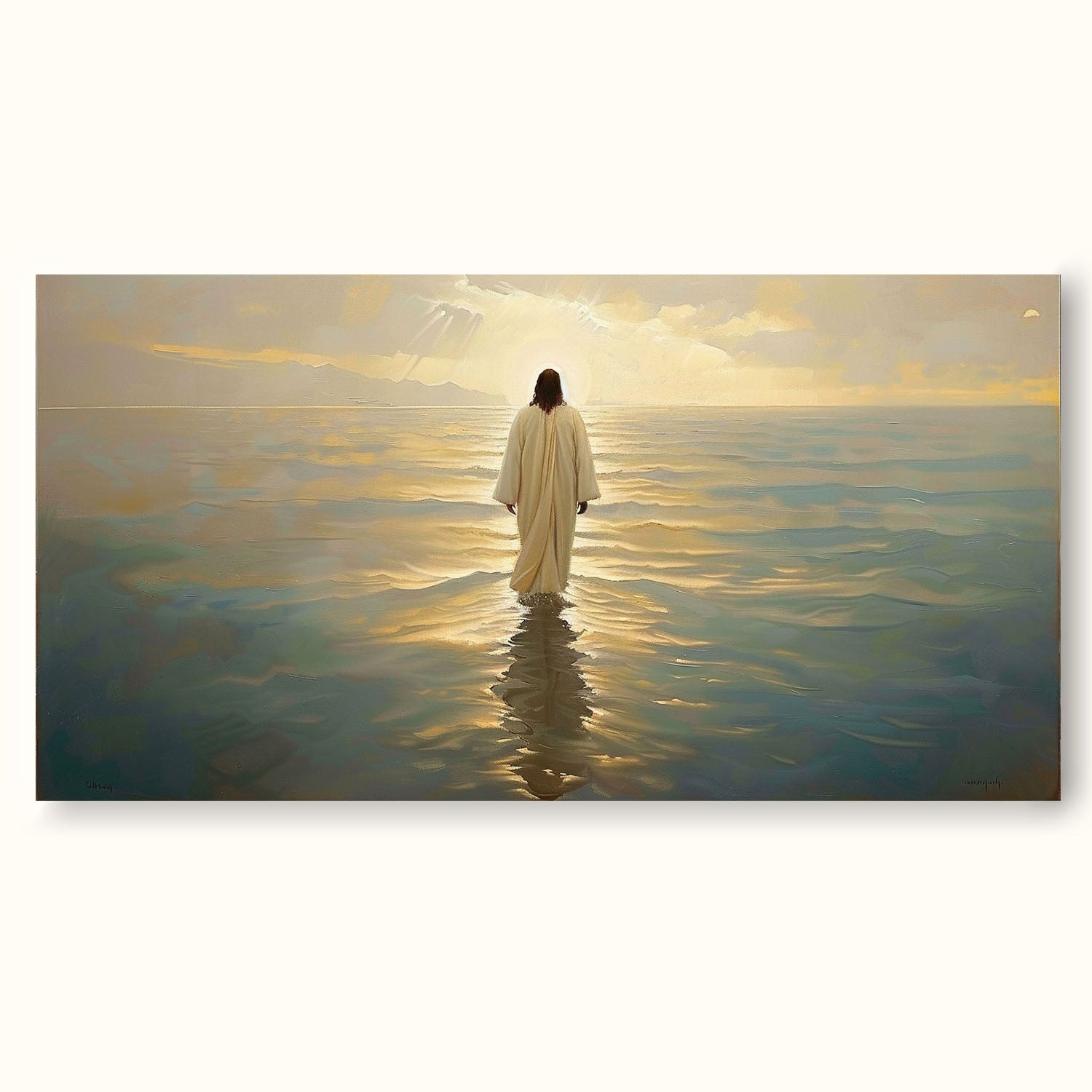 Large Oil Painting Of Jesus Walking On Water Christian Art Living Room Decor Original Jesus Abstract Wall Art