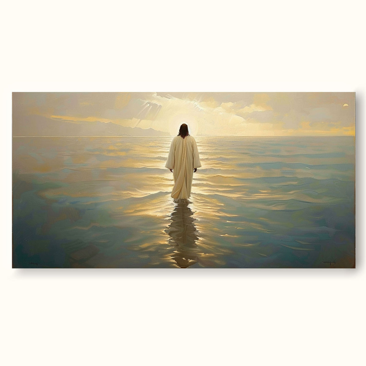 Large Oil Painting Of Jesus Walking On Water Christian Art Living Room ...