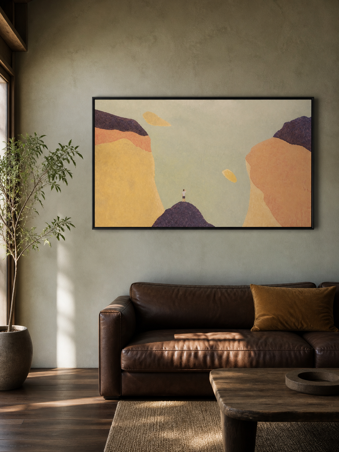 Minimalist Earth Tone Canyon Canvas Art Modern Landscape Wall Decor