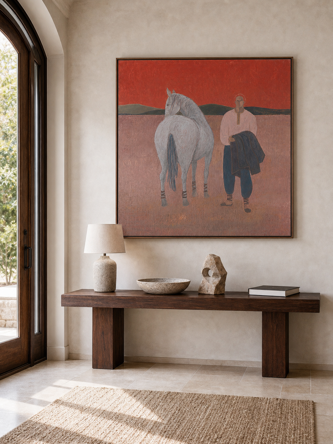 Modern Figurative Art Print Of Man And Horse Ideal For Home Office And Study Walls