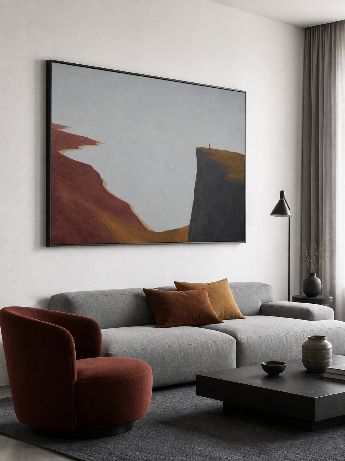 Large Winding Coastline Between Mountain Cliffs Canvas Art For Bedroom