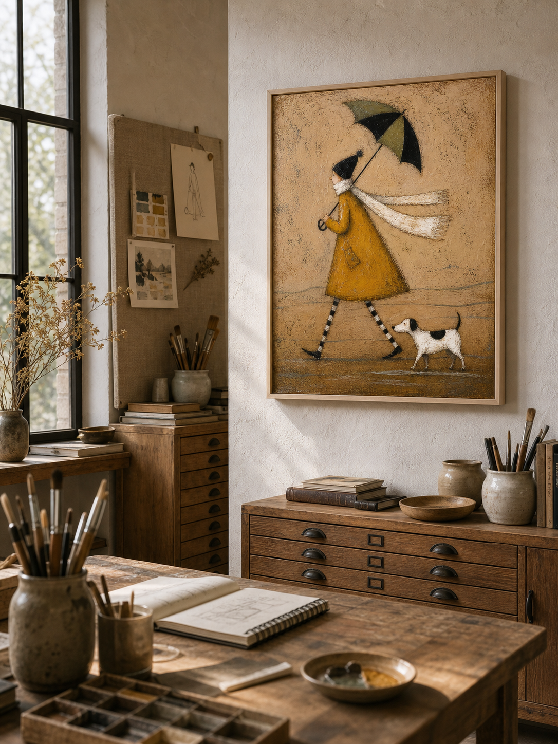 Vintage Minimalism Figures Art Large Abstract Figure Painting Framed Textured Painting For Living Room