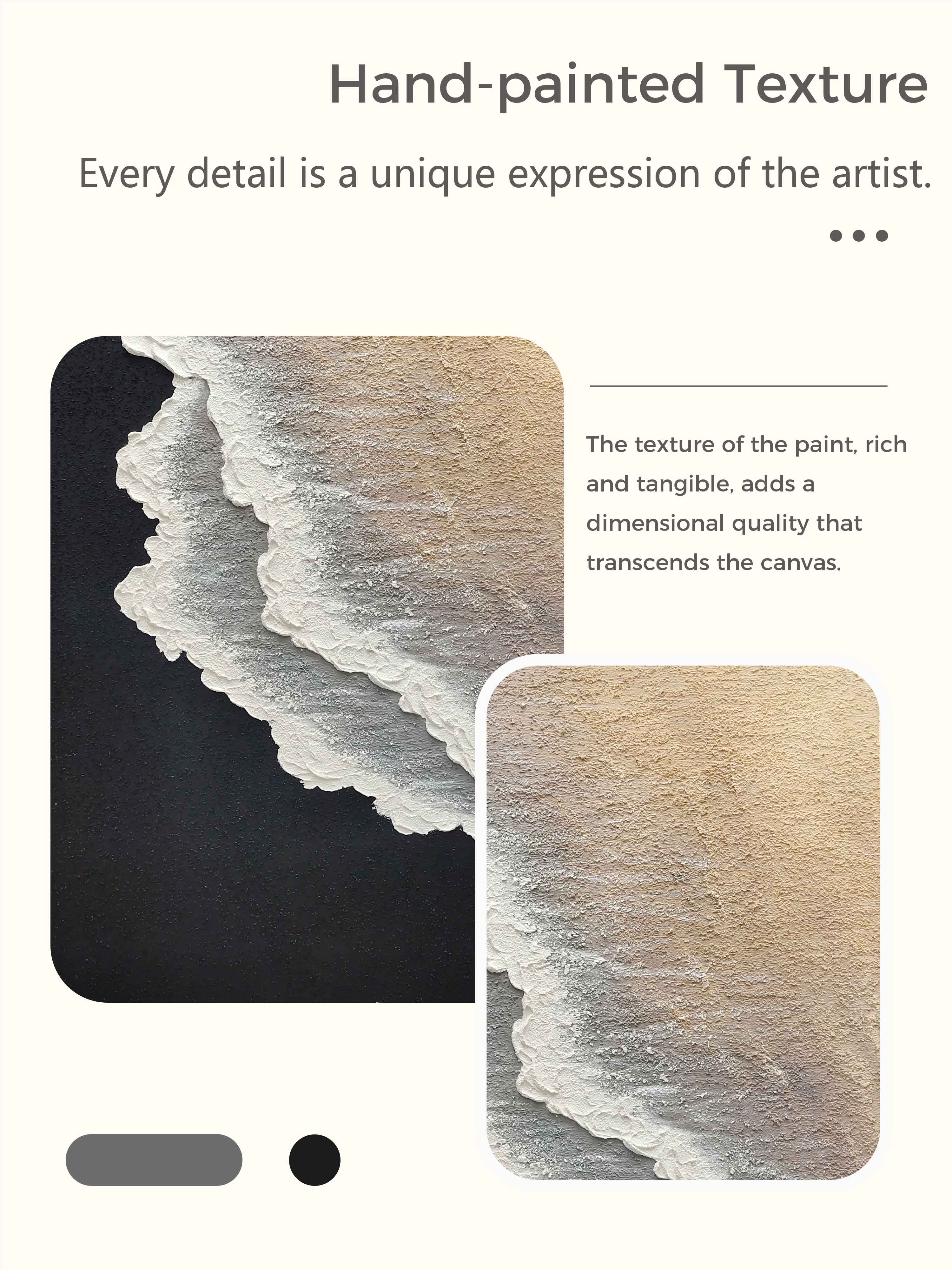 Minimalist 3d Ocean Waves Painting Original Black And White Ocean Beach Painting