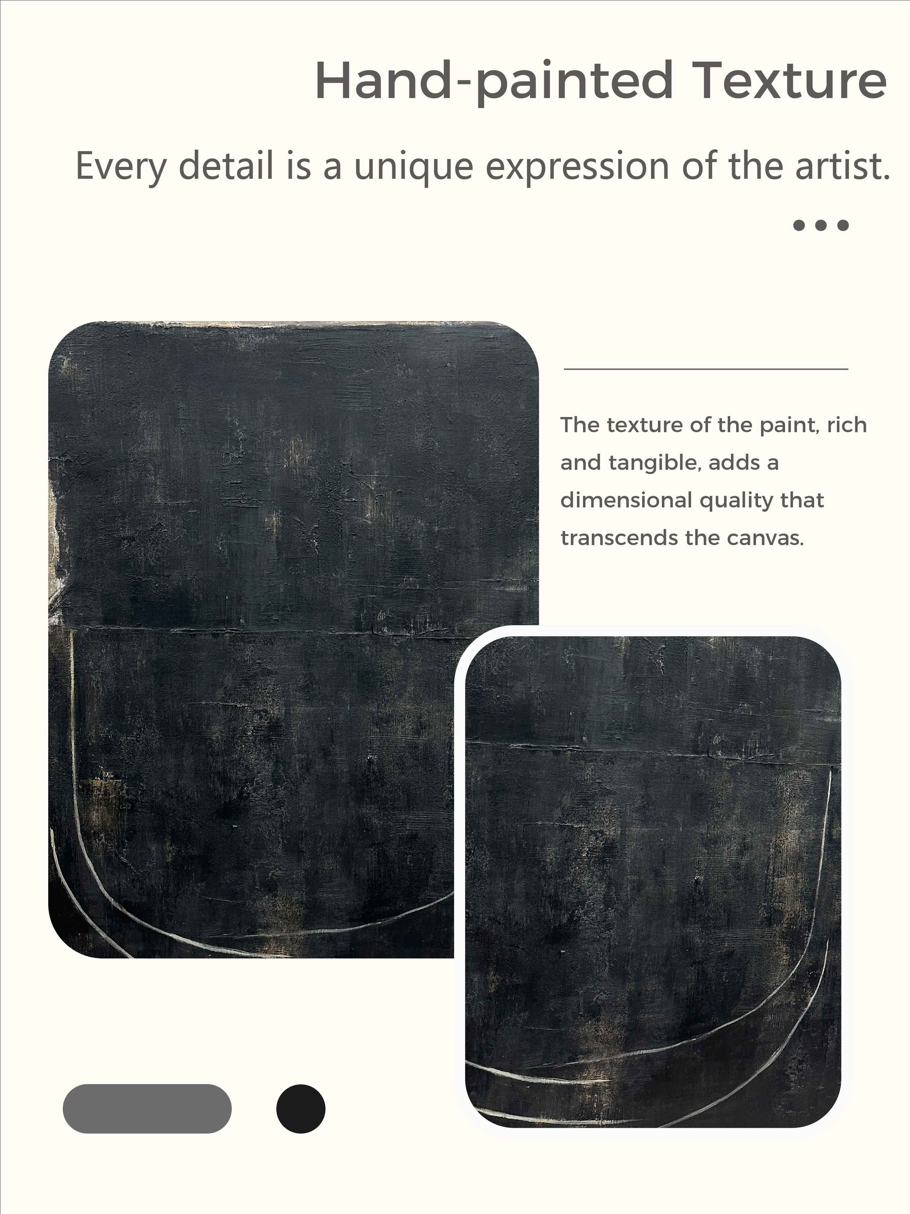 Handmade Black Minimalist Line Texture Painting Modern Handmade Black Abstract Painting Minimal Line Textured Canvas Artwork