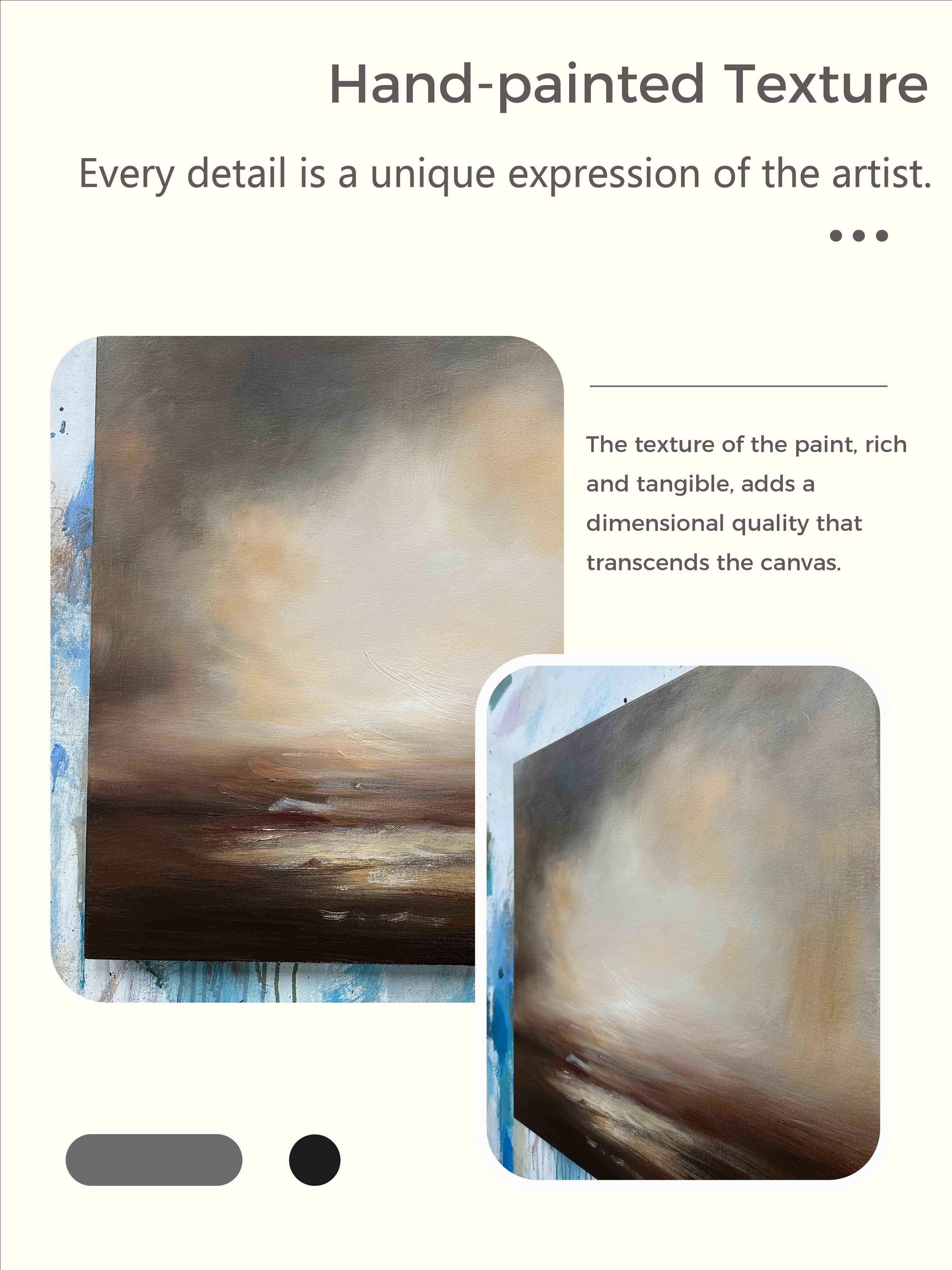 Vintage Abstract Landscape Wall Art Vintage Landscape Oil Painting Large Black Beige Canvas Art