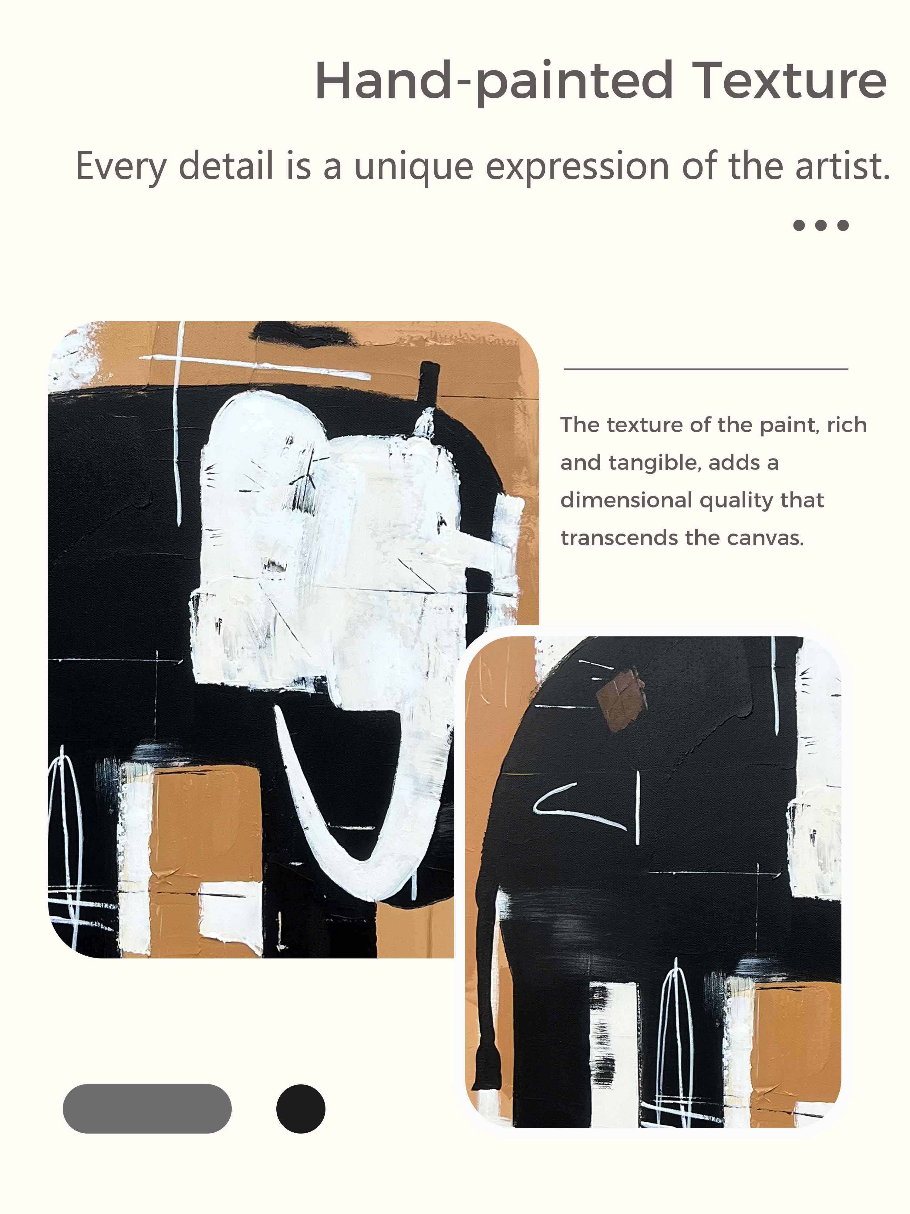 Vintage Elephant Wall Art On Canvas Large Neutral Abstract Acrylic Painting Original Vintage Elephant Painting