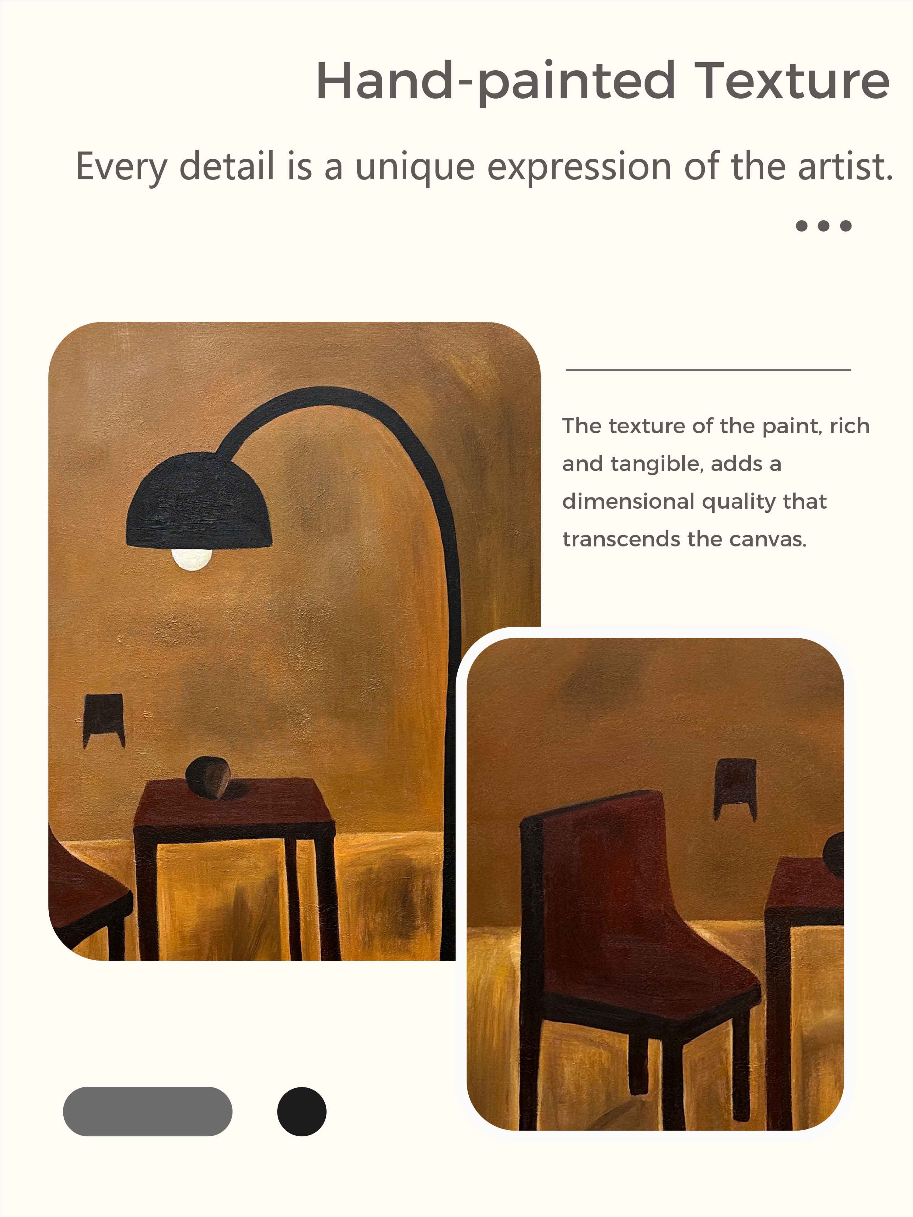 Retro Minimalist Abstract Painting Original Vintage Brown Wall Art Mid Century Wall Art Decor