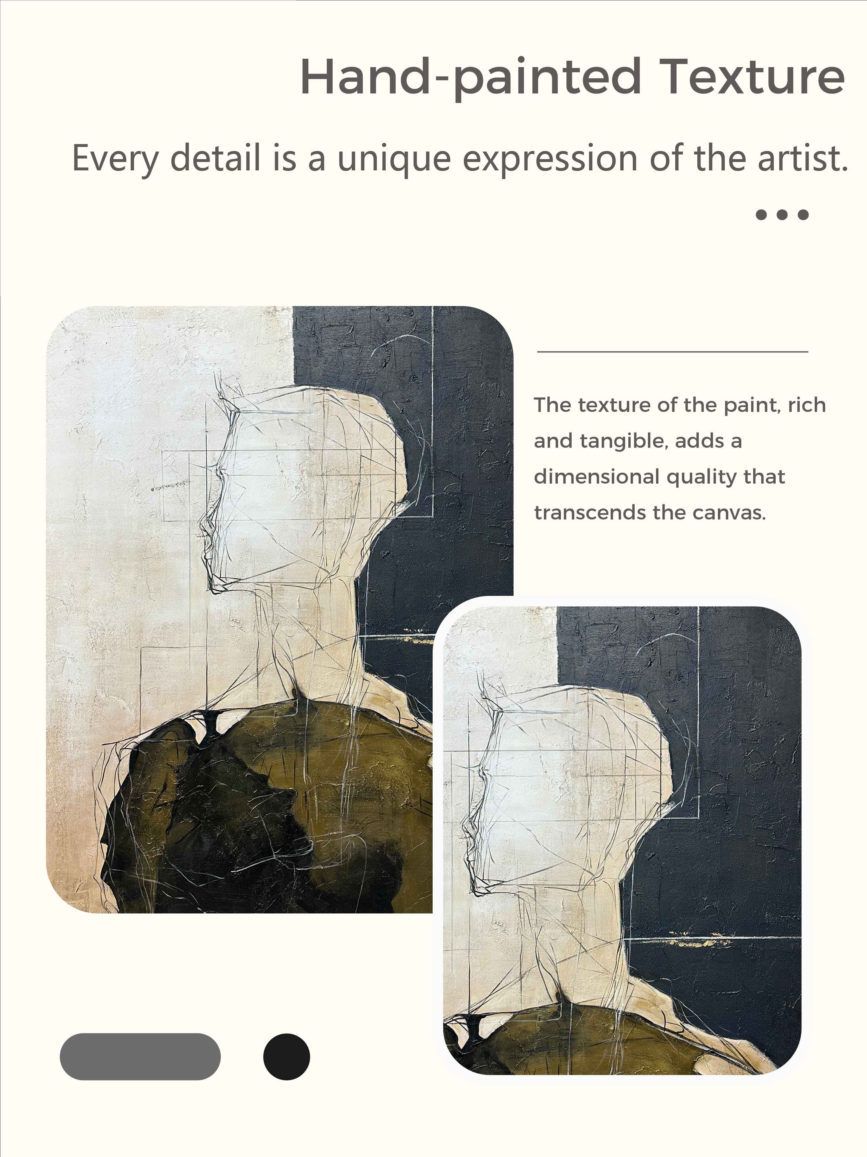 Black Beige Abstract Figure Painting Neutral Black And Beige Abstract Portrait Art Large Figure Wall Art For Home Interiors