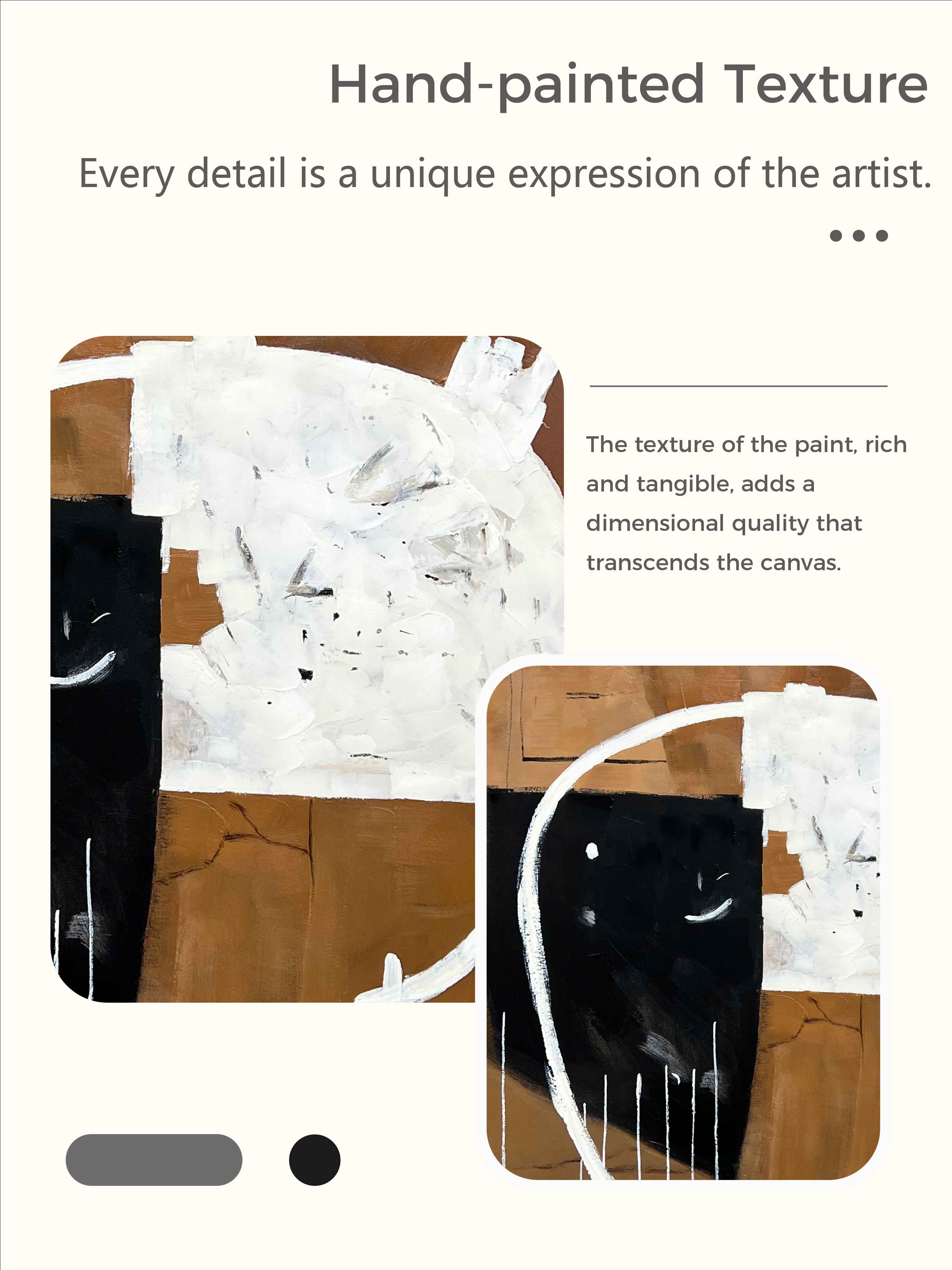 Large Retro White And Brown Wall Art Retro Black And Brown Wall Decor Minimalist Vintage Decor