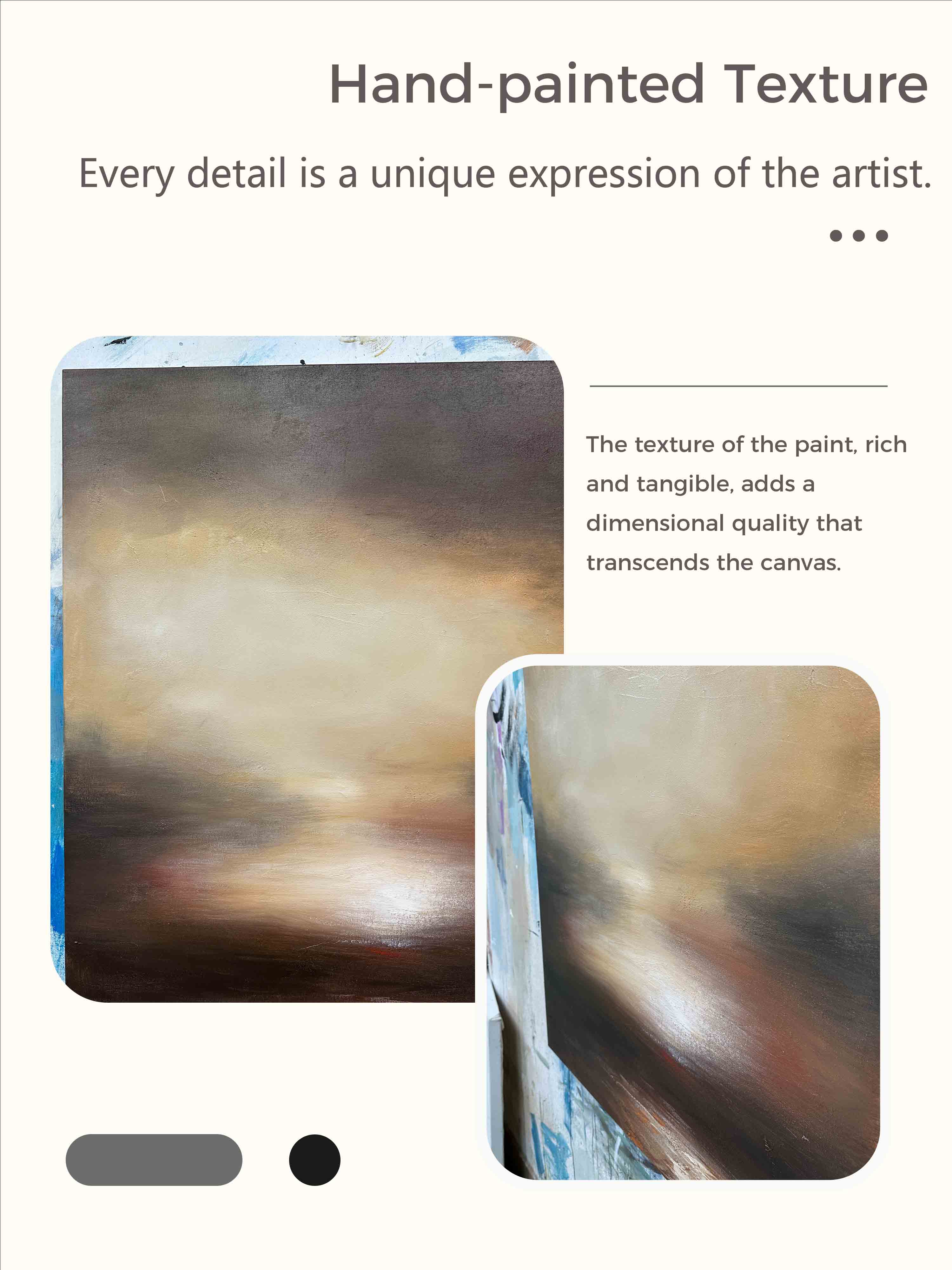 Vintage Landscape Abstract Wall Art Original Brown And Beige Minimalist Painting Retro Large Brown And Beige Painting