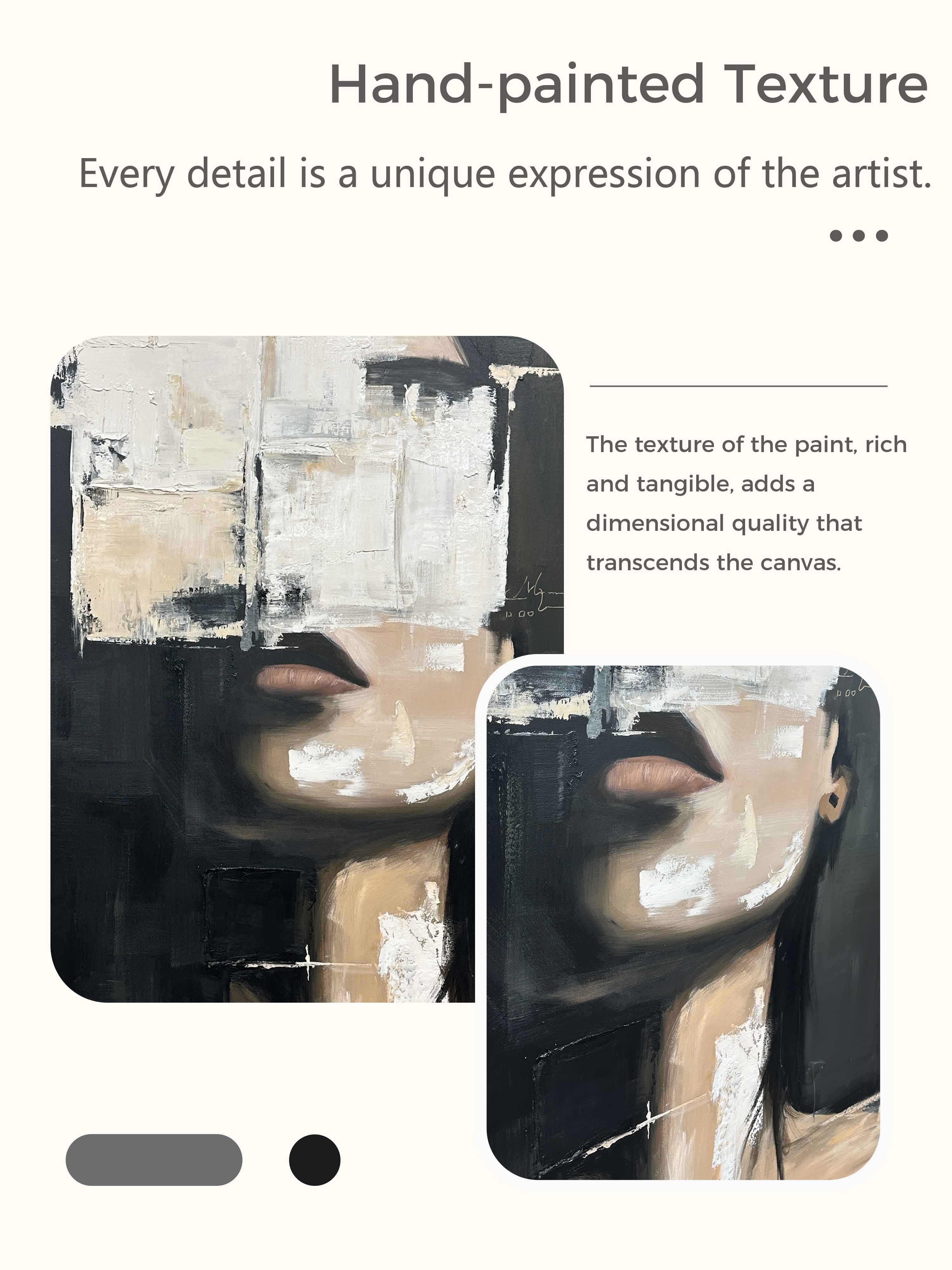 Vintage Neutral Female Portrait On Canvas Minimalist Large Abstract Oil Painting Large Abstract Female Portrait