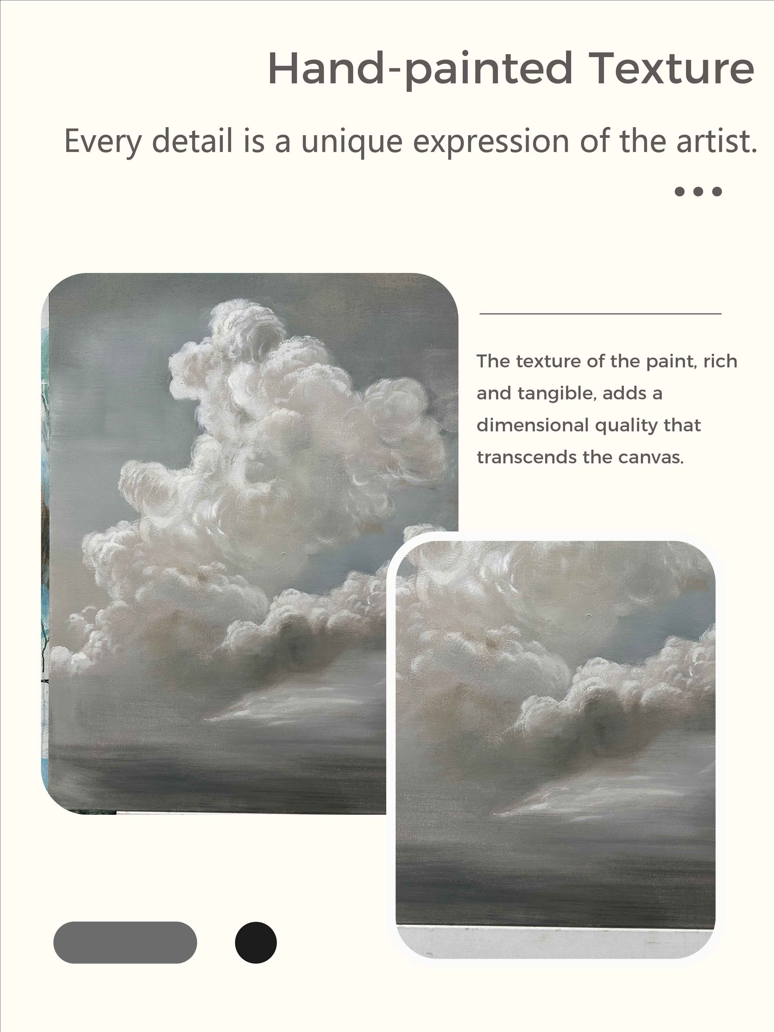 Vintage Cloud Painting Original Cloud Painting White Cloud Abstract Painting Cloudy Sky Oil Painting