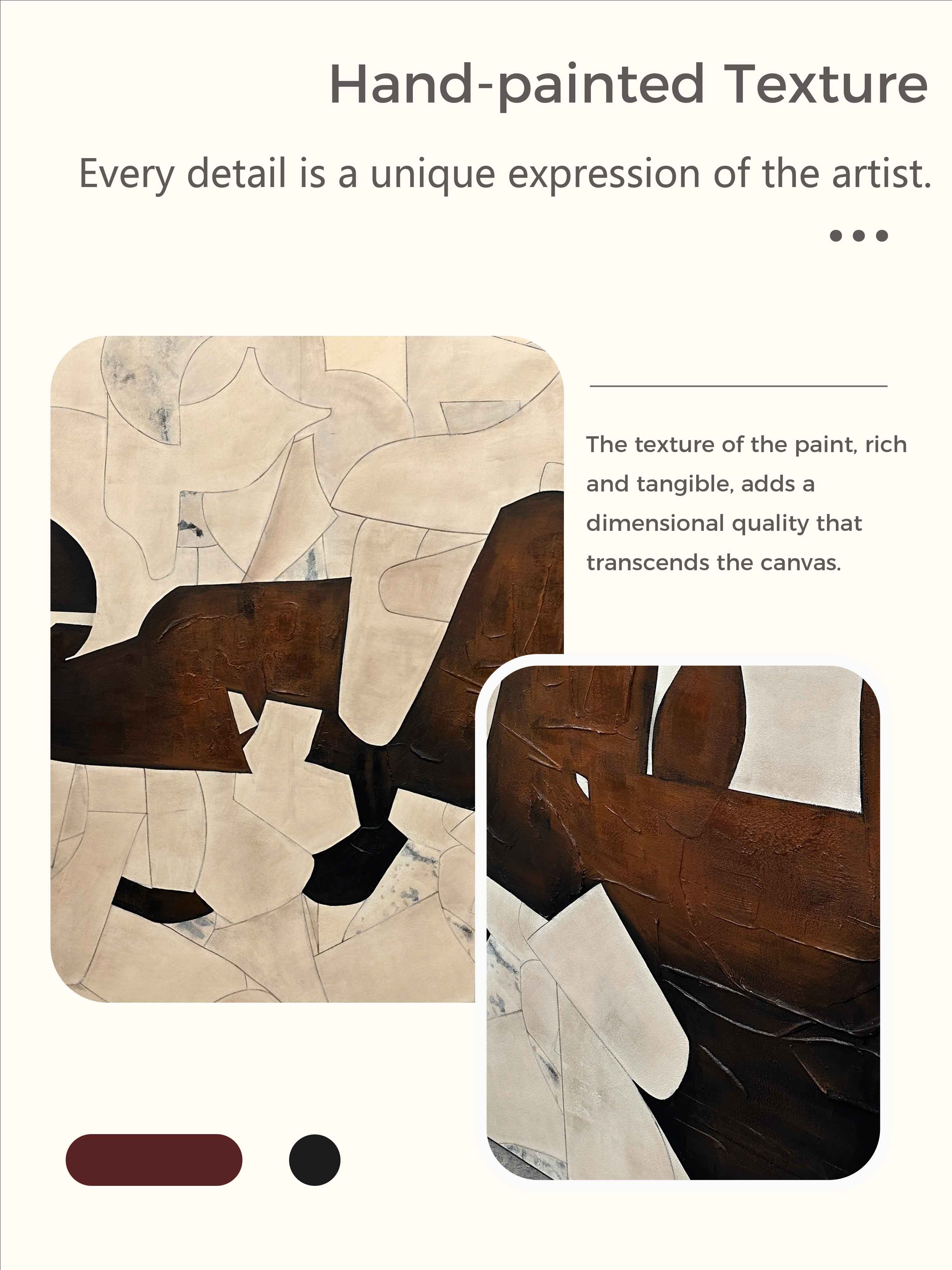 Beige Minimalist Abstract Painting Large Brown And Black Texture Painting