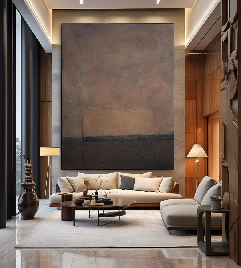 Brown And Black Minimalist Wall Art Dark Brown Abstract Painting Brown Abstract Art Black Wall Art