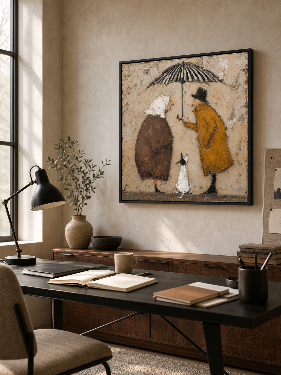 Large Framed Oil Painting Minimalist People Oil PaintingVintage Minimalist People Artwork For Living Room