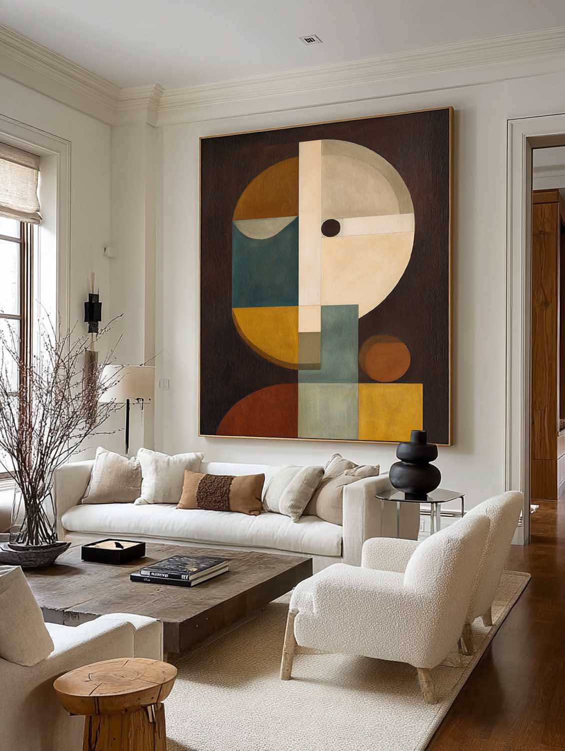 Modern Abstract Round Face Oil Painting Original Minimalist Face Artwork Large Colorful Face Abstract Painting