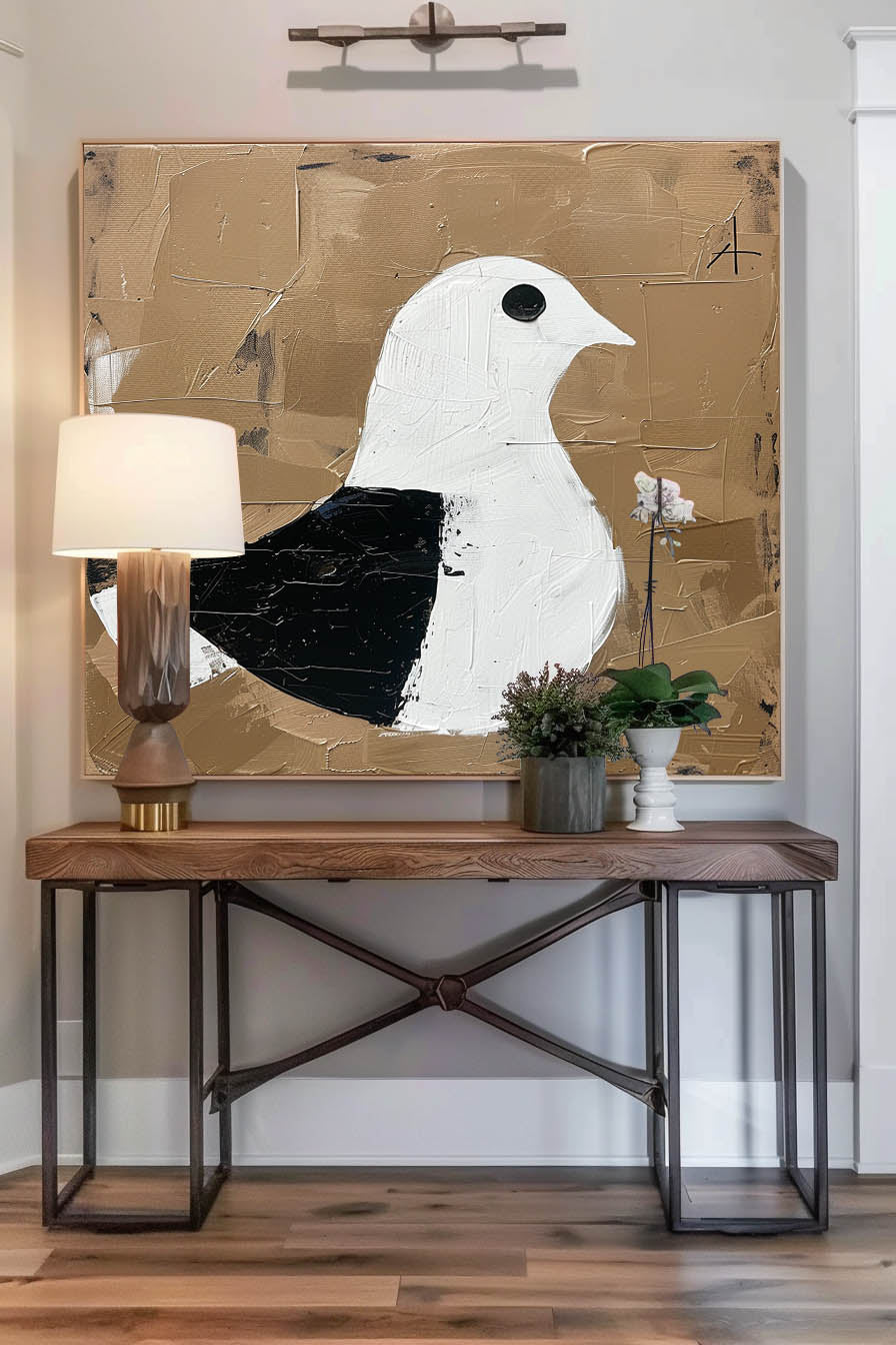 Vintage Handcrafted Dove Wall Art Retro Dove Wall Art On Canvas Abstract Black And White Dove Oil Painting