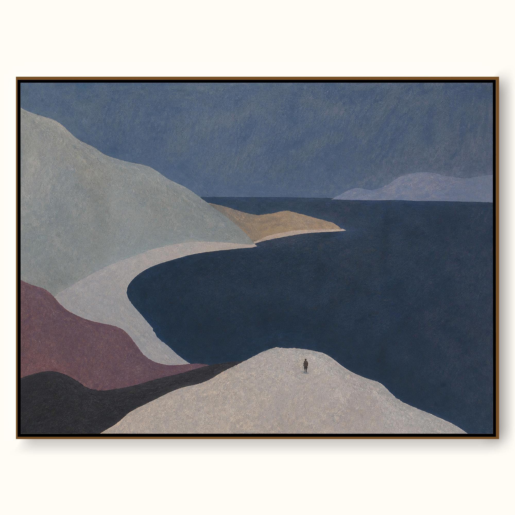 Large Hand Painted Figure Landscape Art Modern Minimalist Ocean Decor