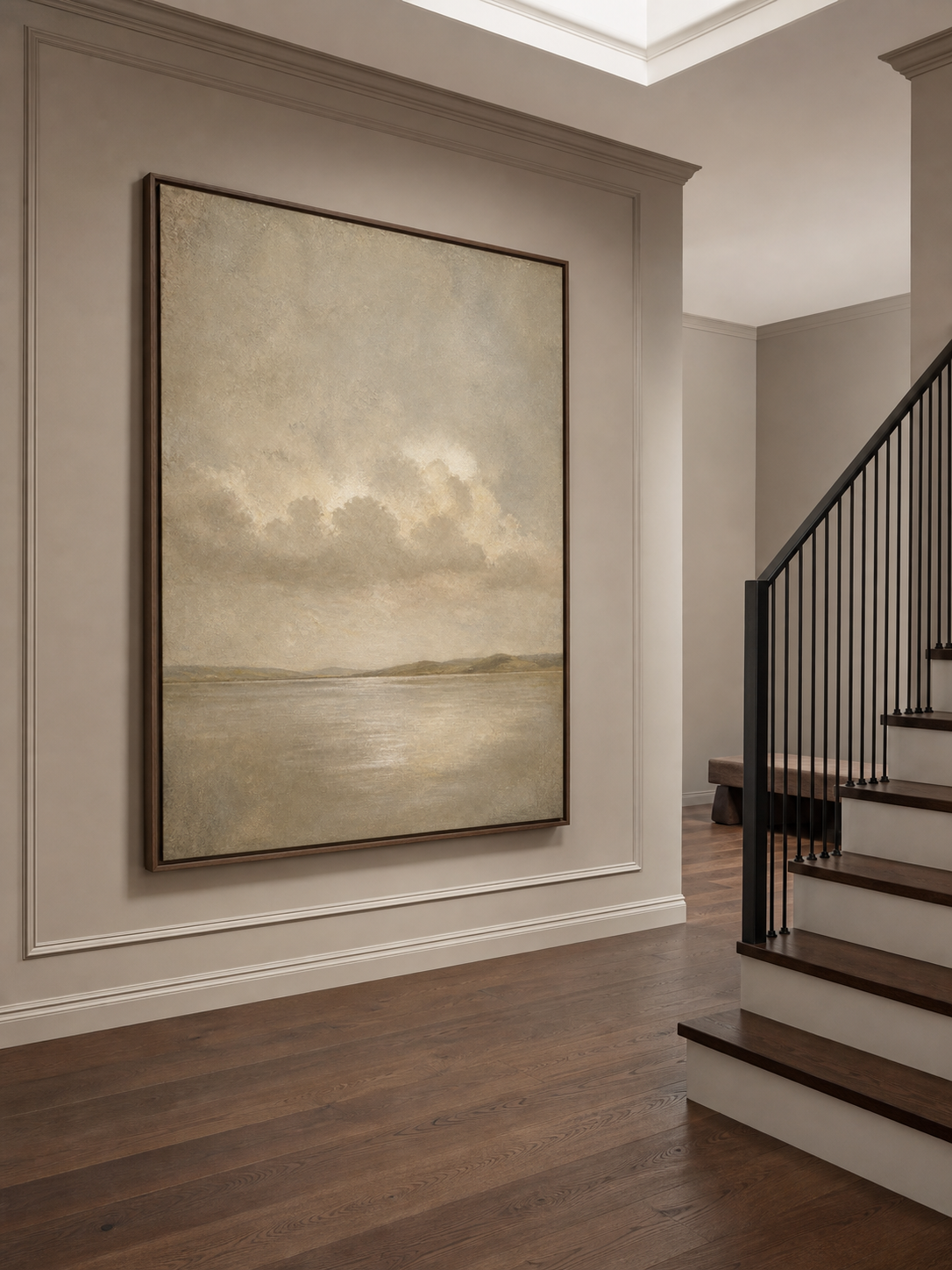Minimalist Neutral Beach Oil Painting Large Minimalist Ocean Canvas Art