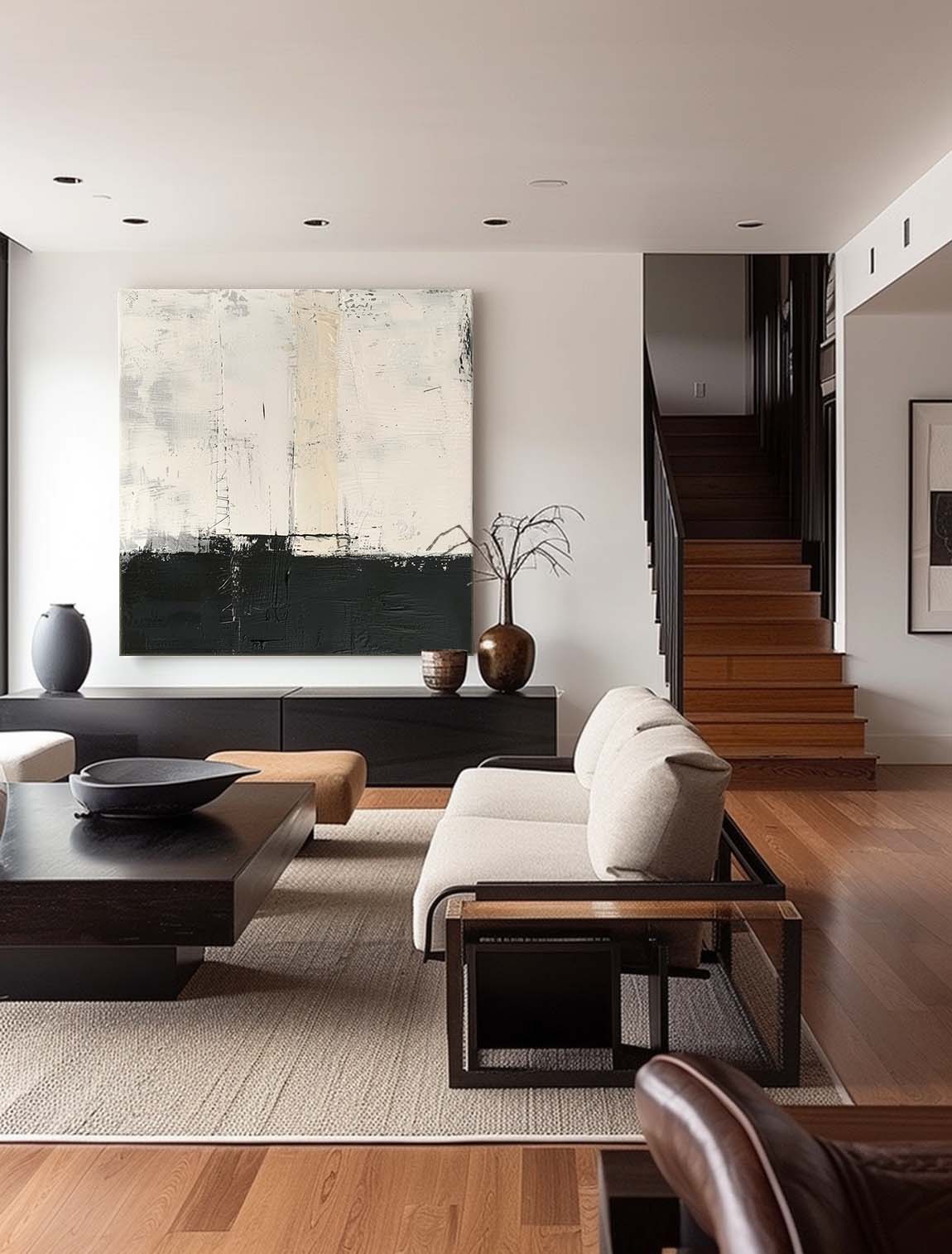 Vintage Black And White Texture Painting Neutral Black And White Abstract Art Wabi Sabi Black Abstract Canvas Art