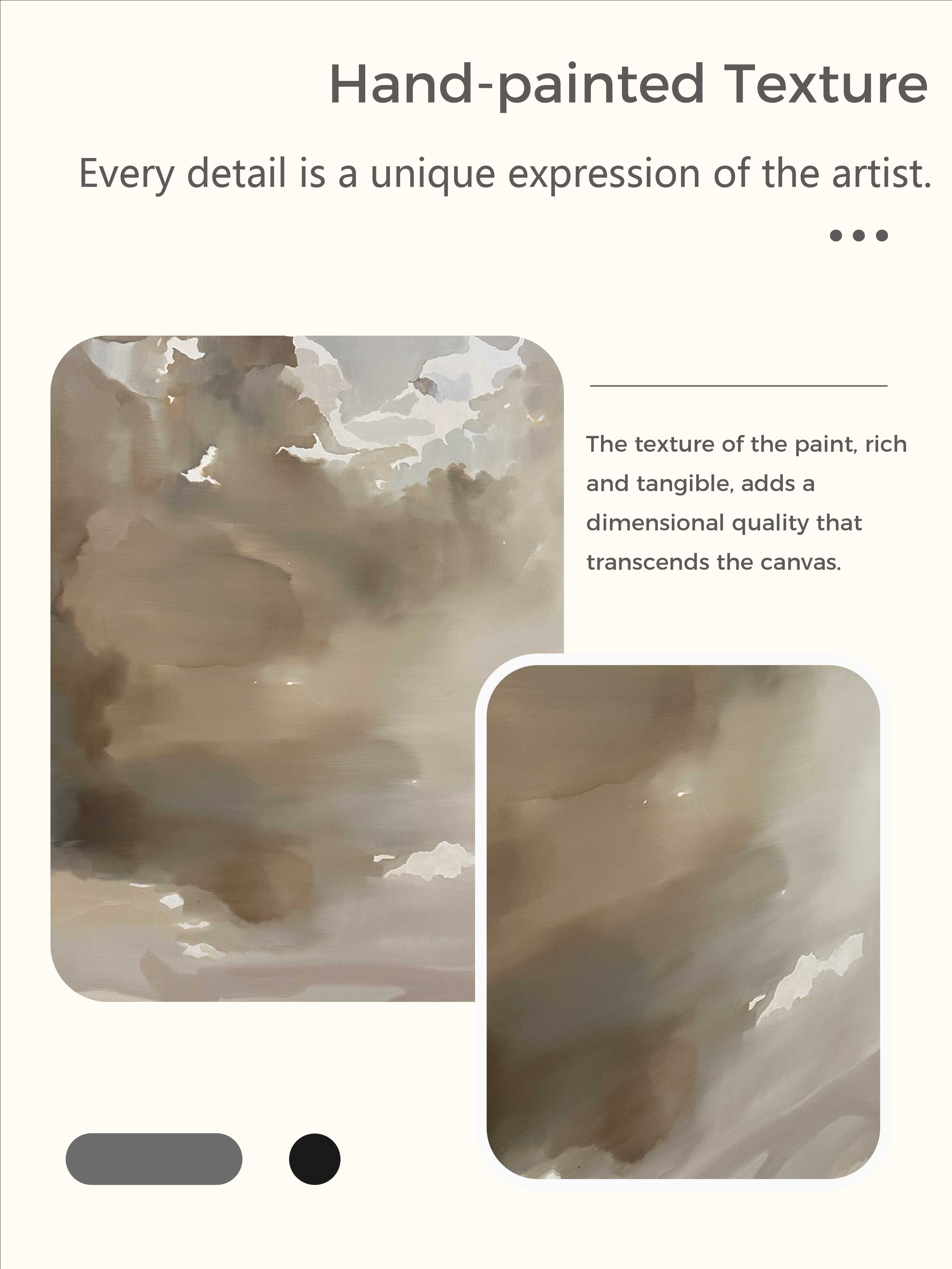 Vintage Cloud Wall Art Sky Beige Cloud Landscape Oil Painting Large Abstract Beige Cloud Painting