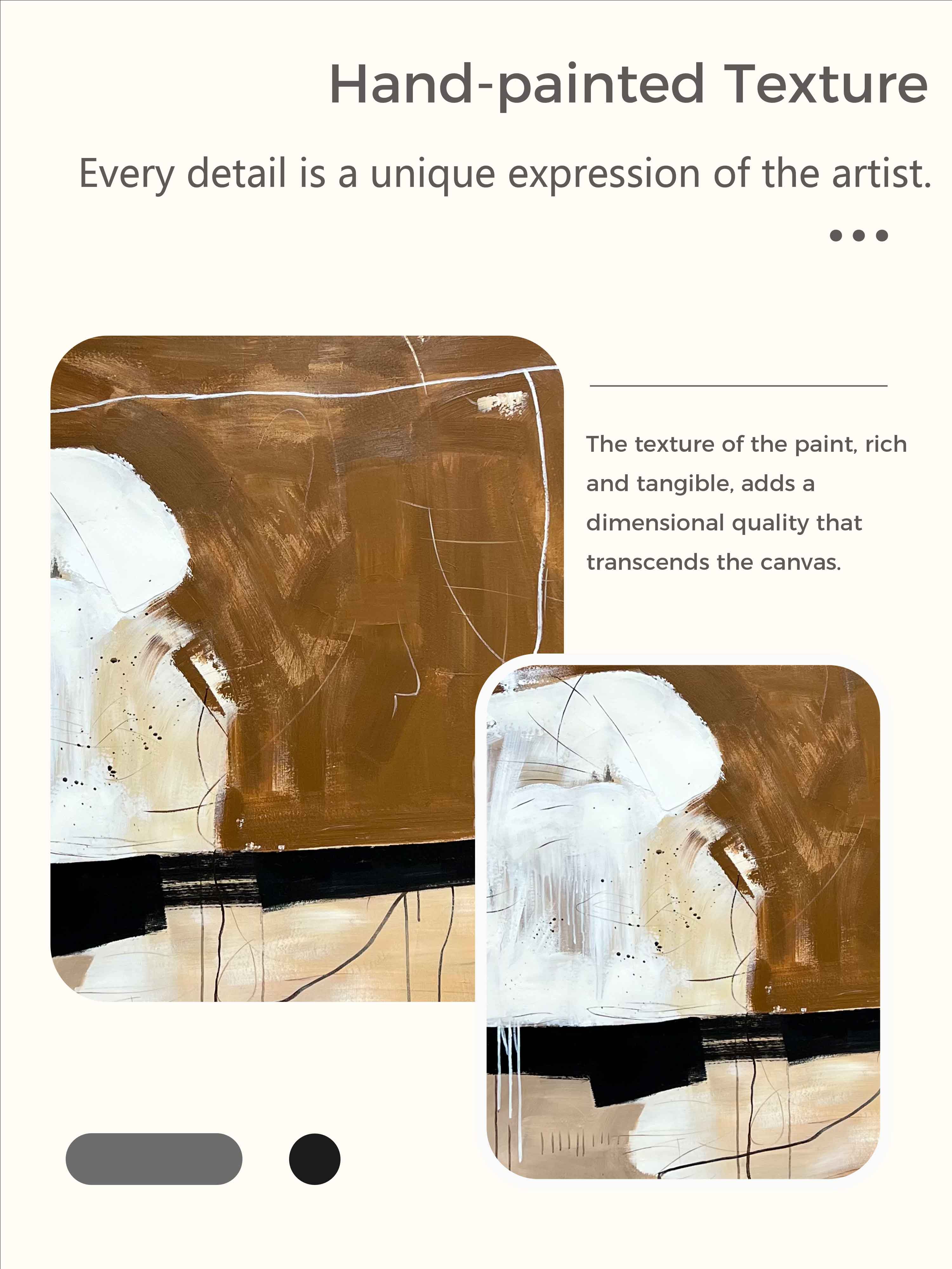 Large Black and White Vintage Abstract Art On Canvas Large Canvas Artwork Original Brown And Black Painting