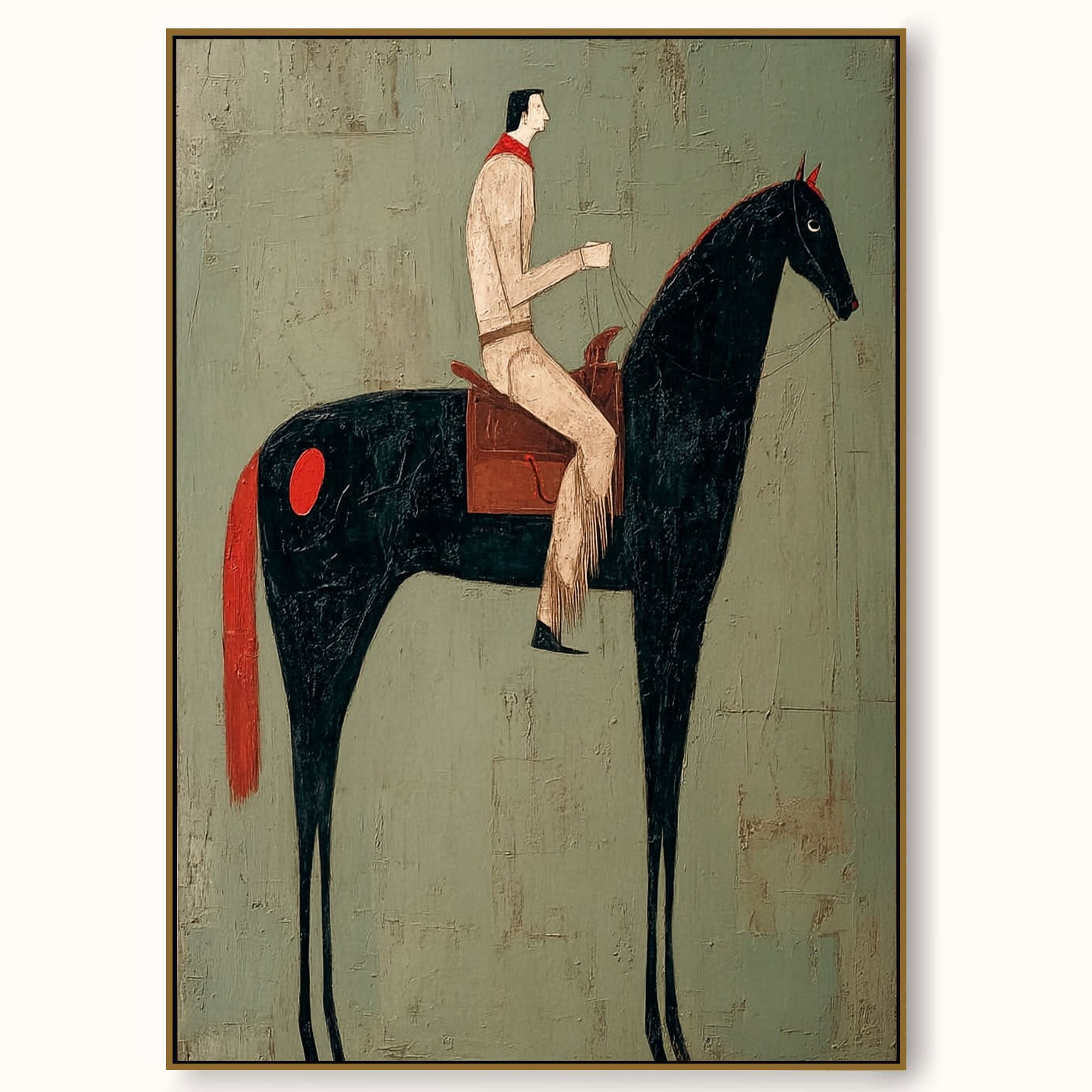 Vintage Equestrian Abstract Oil Painting Canvas Art Large Equestrian Abstract Oil Painting