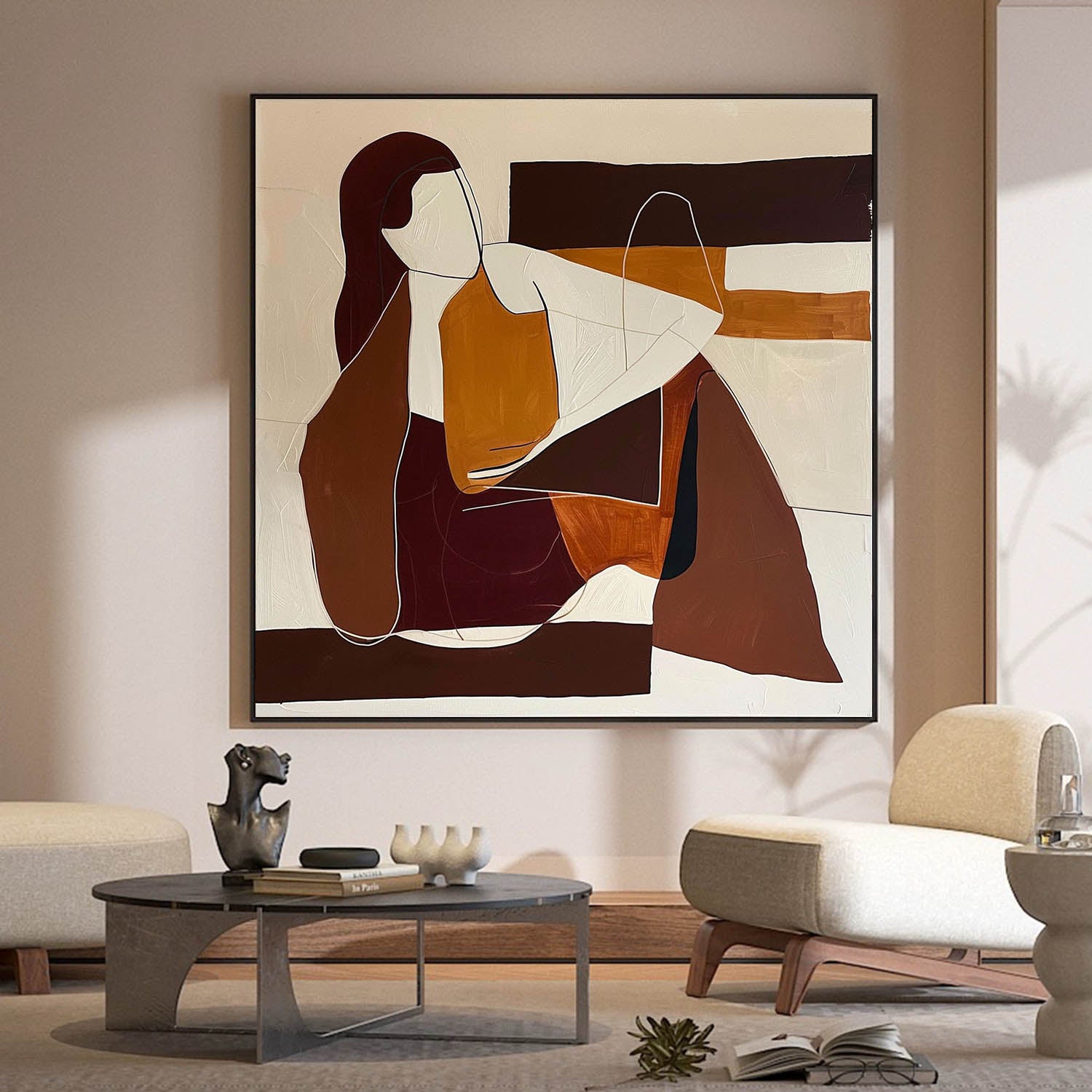 Beautiful Abstract Woman Wall Art Mid Century Wall Art Painting Abstract Human Face Palette Canvas Art