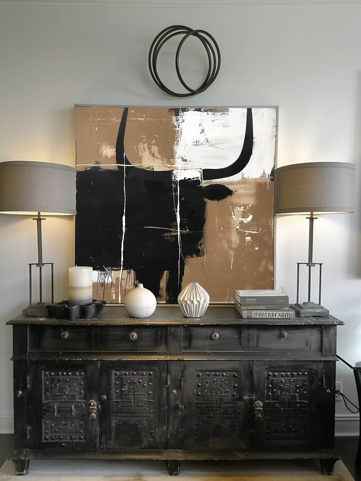 Vintage Bull Oil Painting Abstract Bull Oil Painting On Canvas Large Original Bull Canvas Wall Art