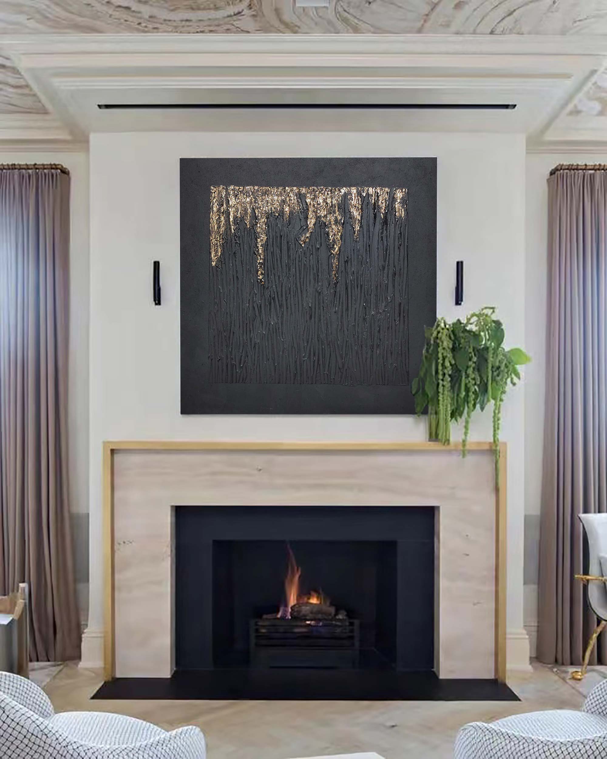 Black And Gold Minimalist Texture Abstract Art Abstract Minimal Painting Modern Minimalist Art