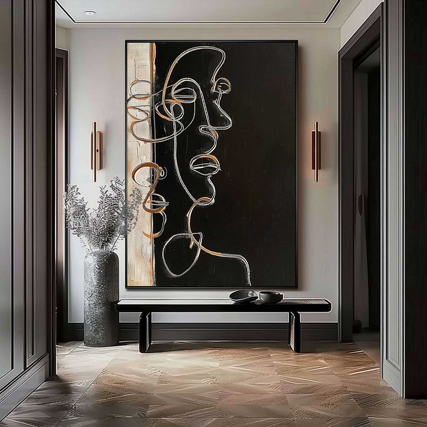 Woman Face Artwork Faceless Portrait Painting Original Woman Face Canvas Art Large Faceless Portrait Painting