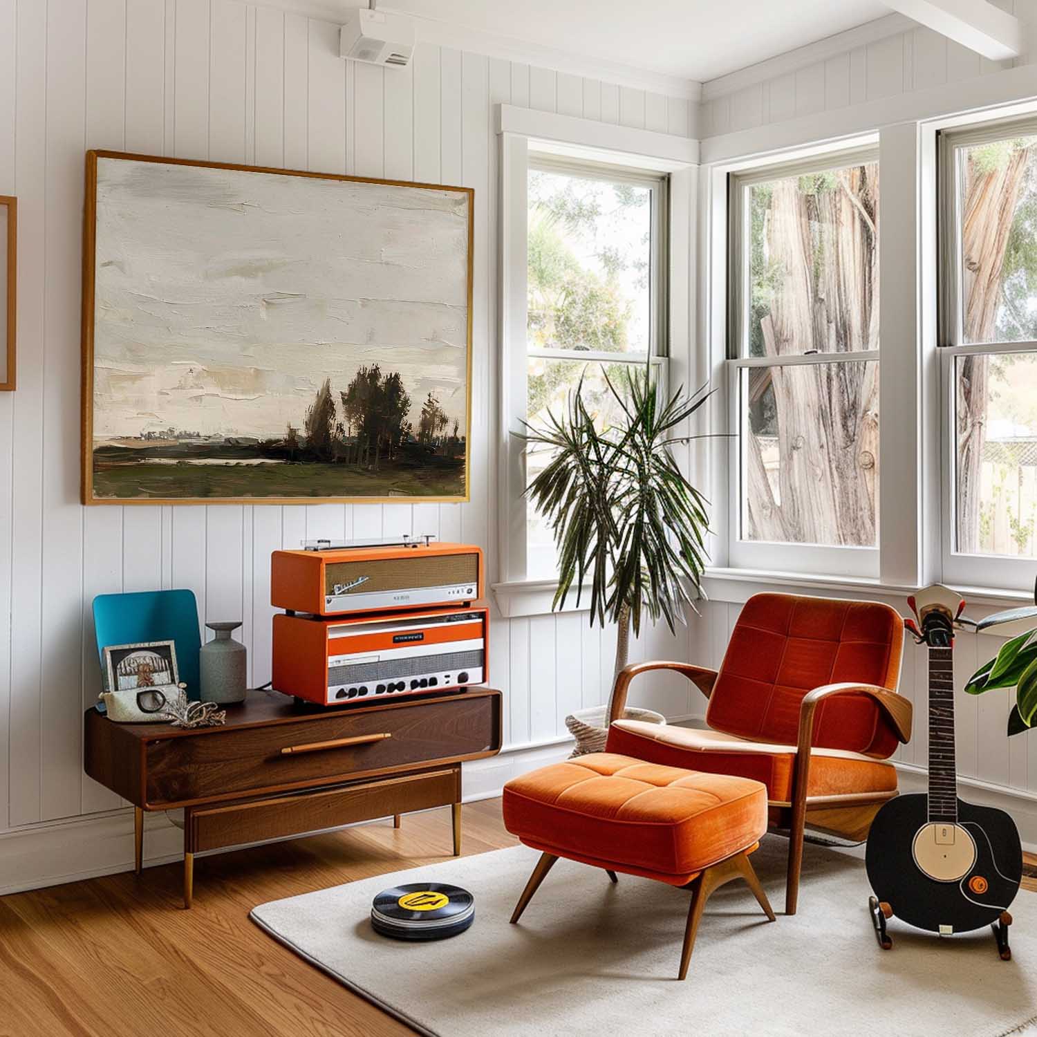 Vintage Wall Art Landscape Oil Painting Framed Canvas Wall Decor Vintage Landscape Framed Art