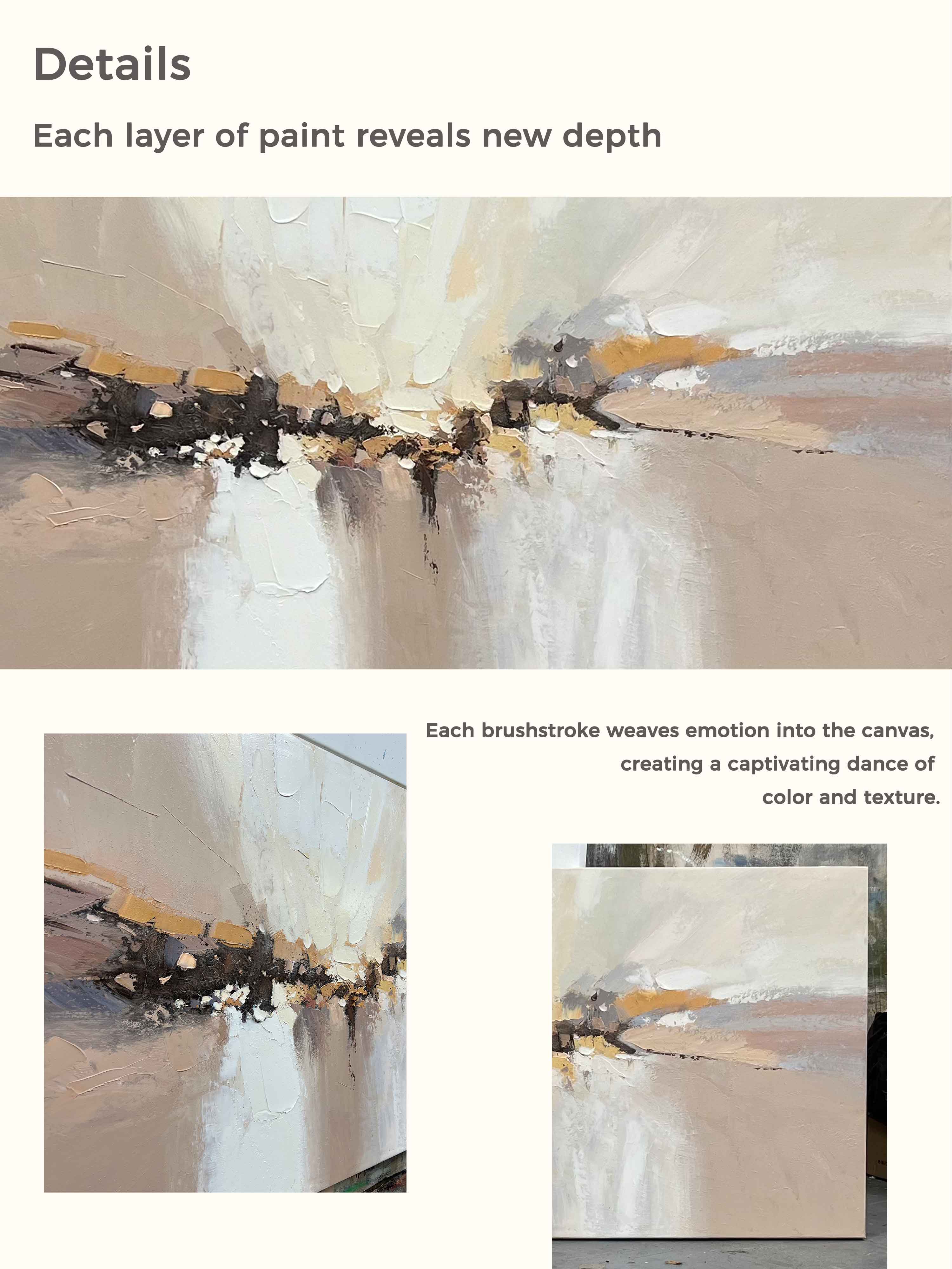 Minimalist Beige Texture Painting Minimalist Nature Wall Art Large Beige Wall Art