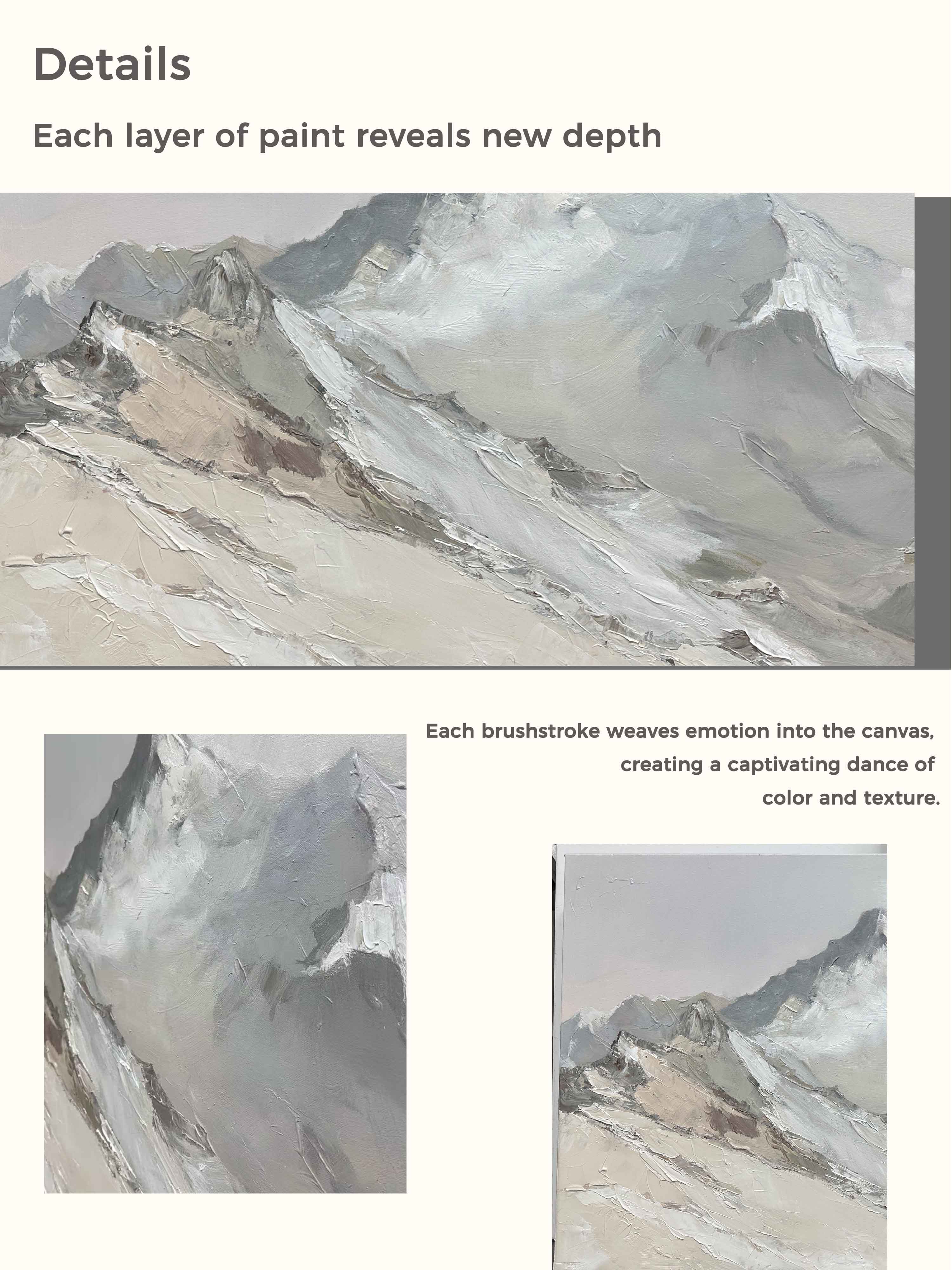 Retro Mountain Art Hand-Painted Textured Mountain Landscape Original Textured Mountain Art On Canvas