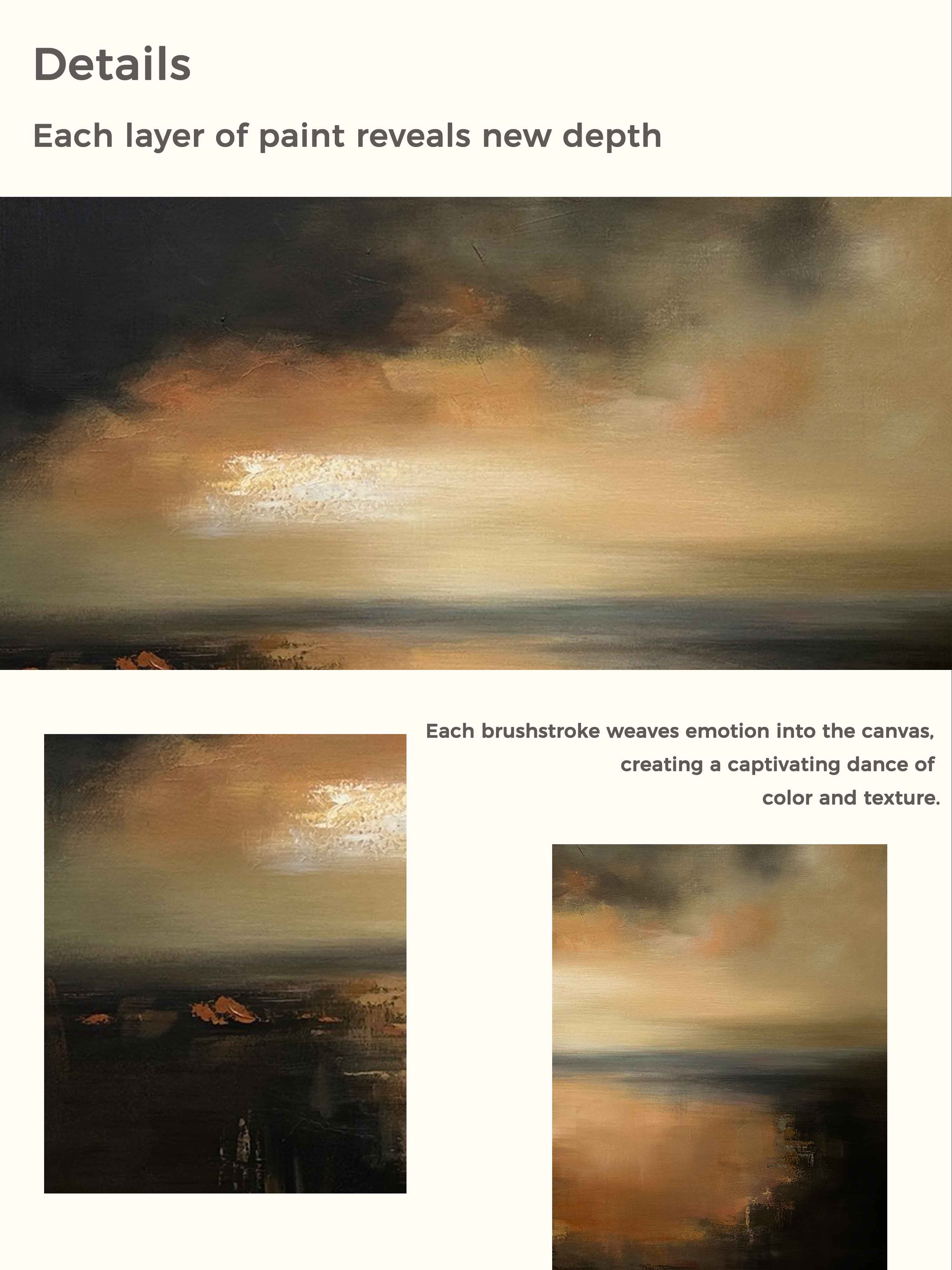 Retro Black And Brown Landscape Painting Original Black And Beige Lake Painting Minimalist Black And Brown Lake Art