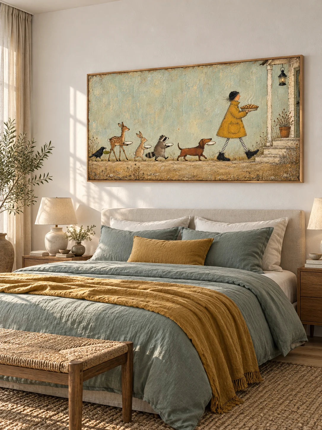 Large Country Animal Oil Painting Contemporary Farmhouse Wall Art Decor Painting