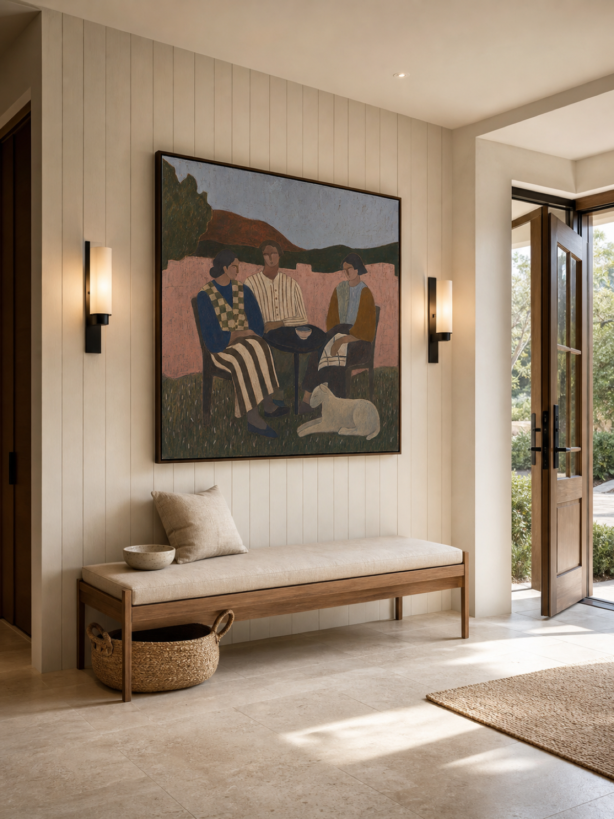 Vintage Folk Art Painting With Rustic Charm For Cozy Living Spaces