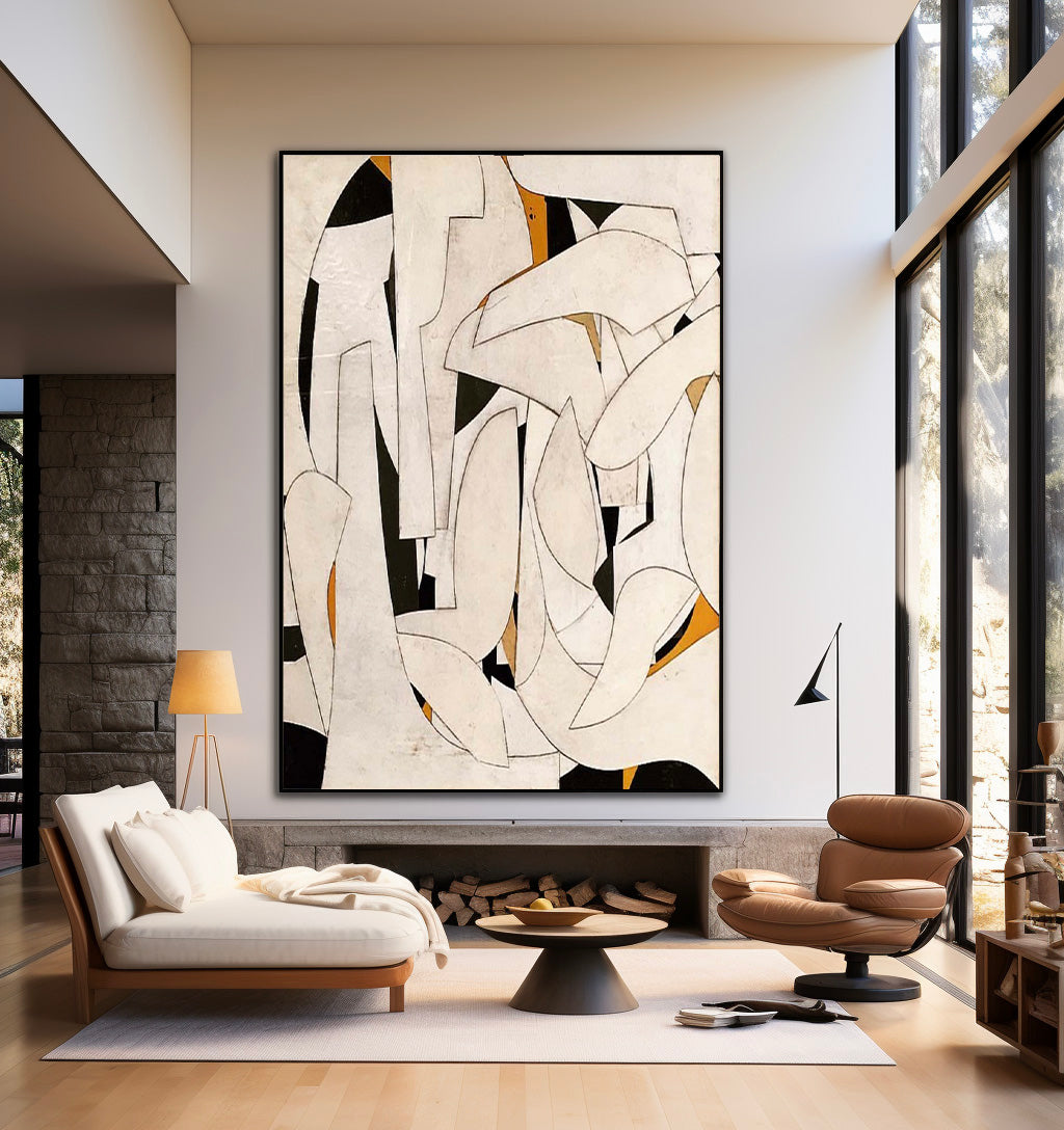 Black And Beige Original Abstract Painting Large Beige Black Minimalist Wall Art Beige Wabi Sabi Wall Art