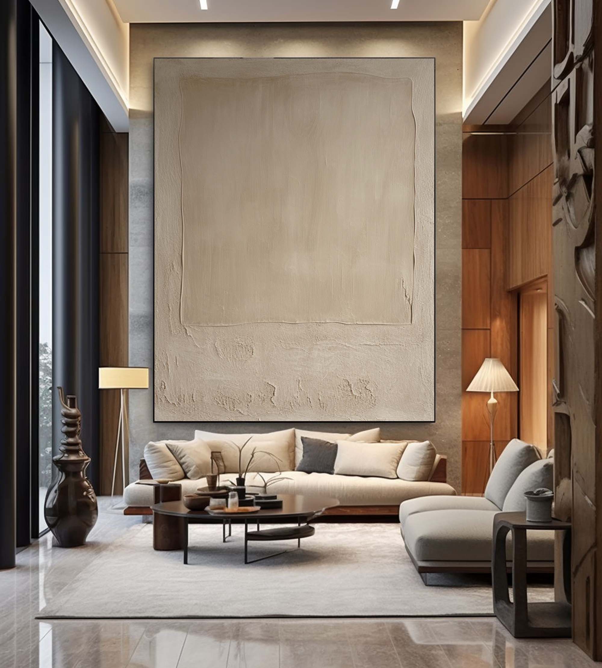 Pure Beige Minimalist Art Large Beige Texture Abstract Painting Beige Painting Beige Abstract Art