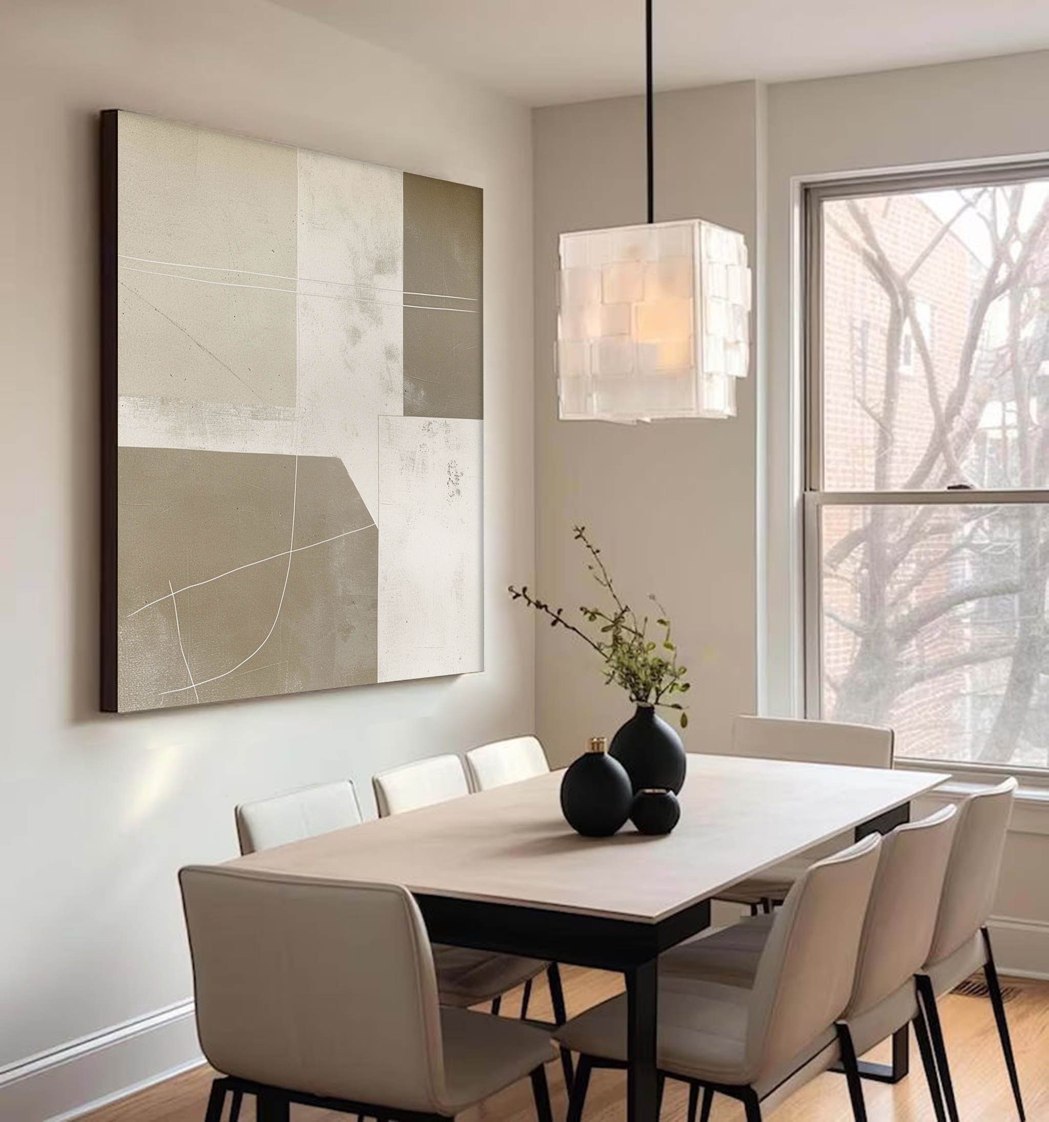 Beige Minimalist Abstract Painting Original Beige Minimalist Wall Art Beige Wall Painting