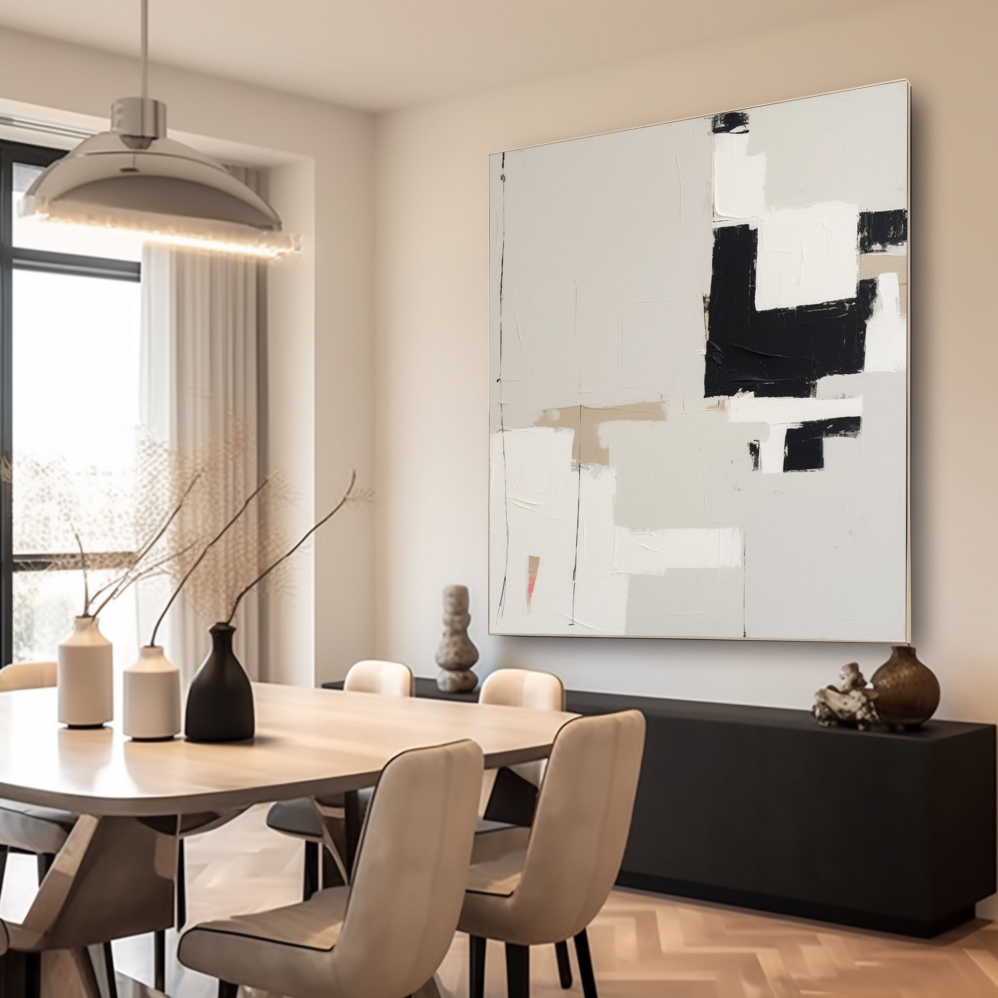 Beige Minimalist Canvas Painting Beige Abstract Wall Art Original Minimalist Wall Art