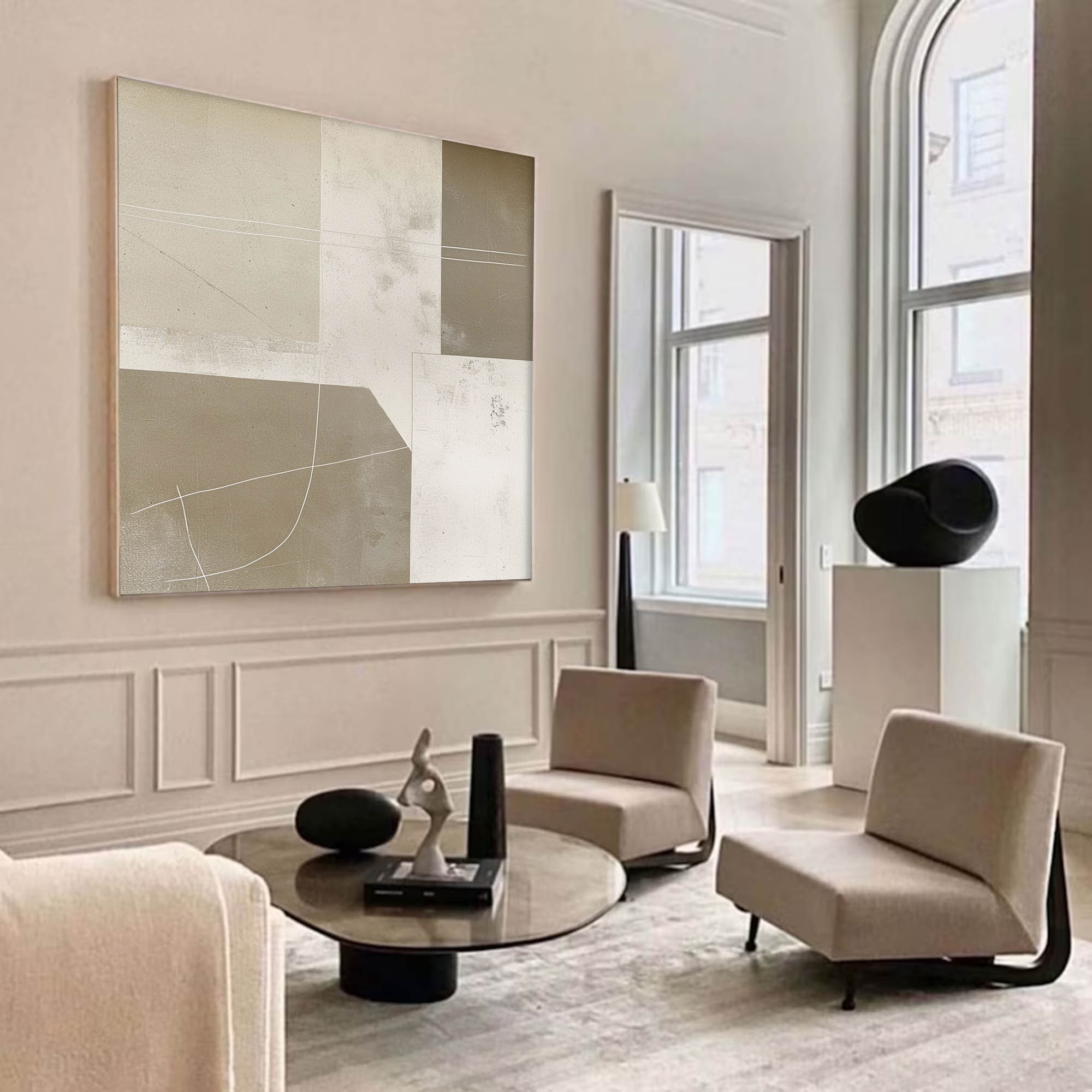 Beige Minimalist Abstract Painting Original Beige Minimalist Wall Art Beige Wall Painting