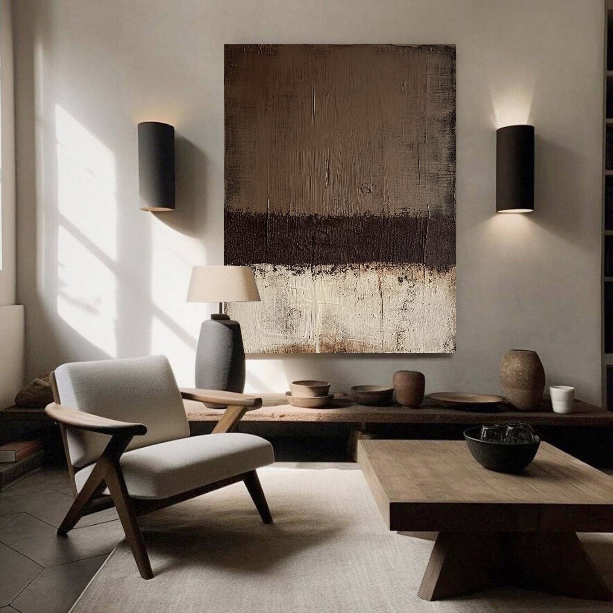 Large Black Beige Texture Wall Art Brown Minimalist Painting Wabi Sabi Wall Art