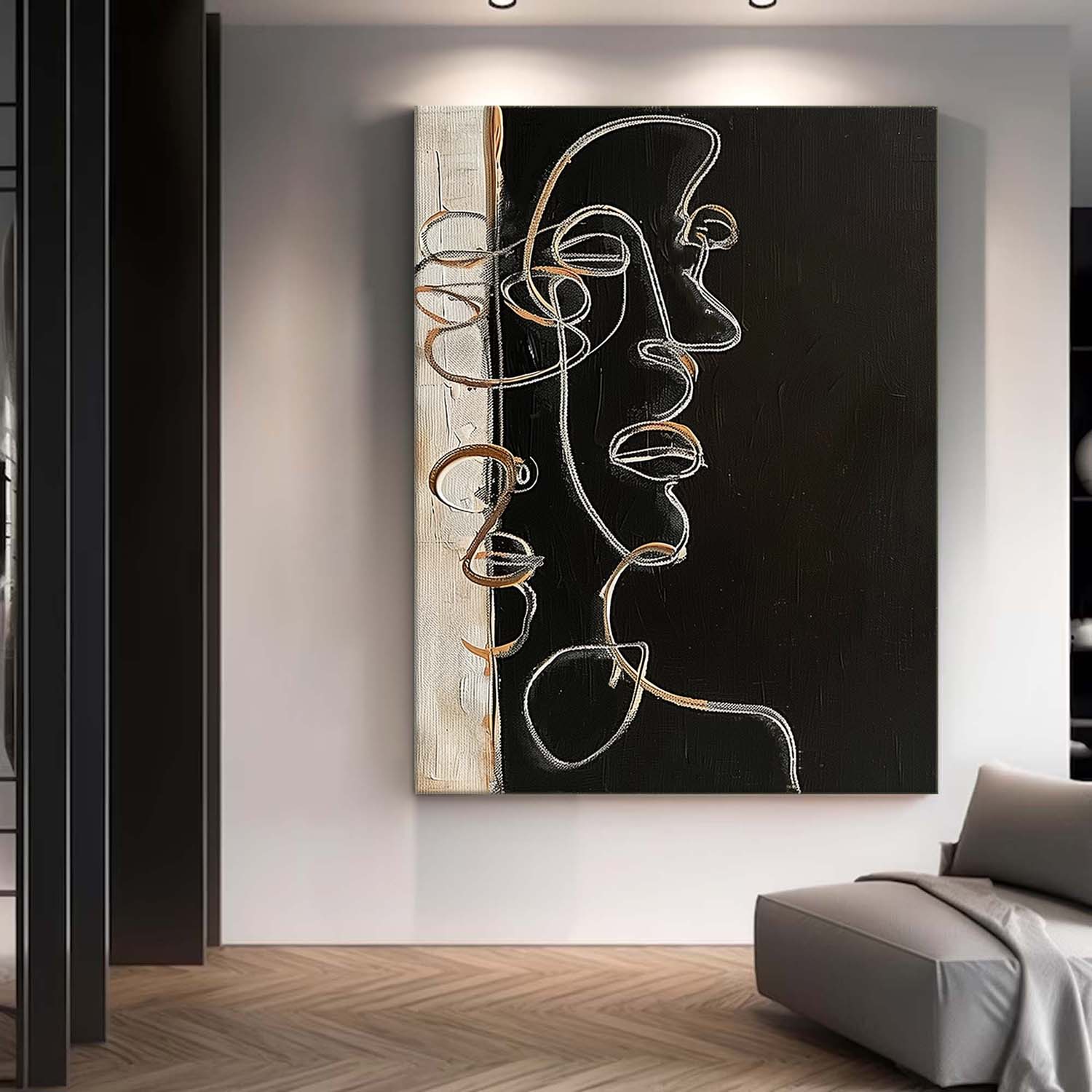 Woman Face Artwork Faceless Portrait Painting Original Woman Face Canvas Art Large Faceless Portrait Painting