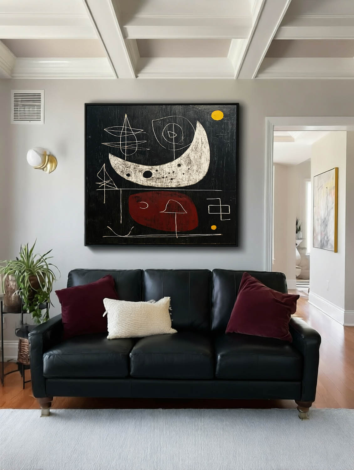 Square Vintage Minimalist Abstract Painting With Organic Texture For Study Room