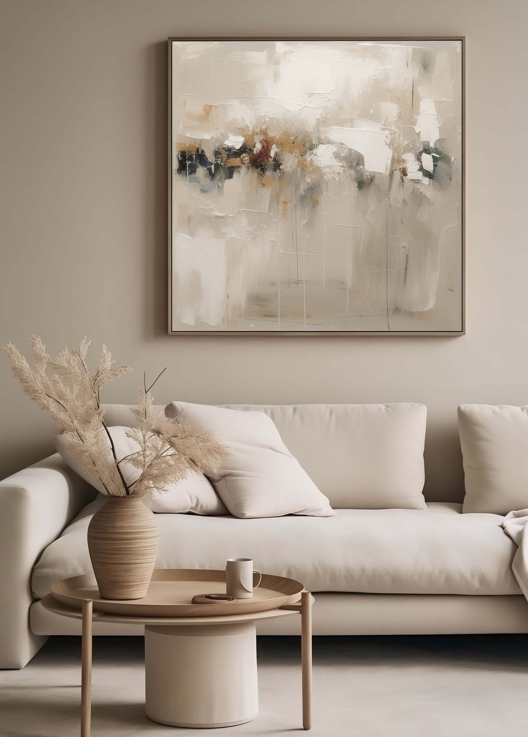 Large Brown And Beige Texture Painting Minimalist Beige Wall Art White Wall Art On Canvas